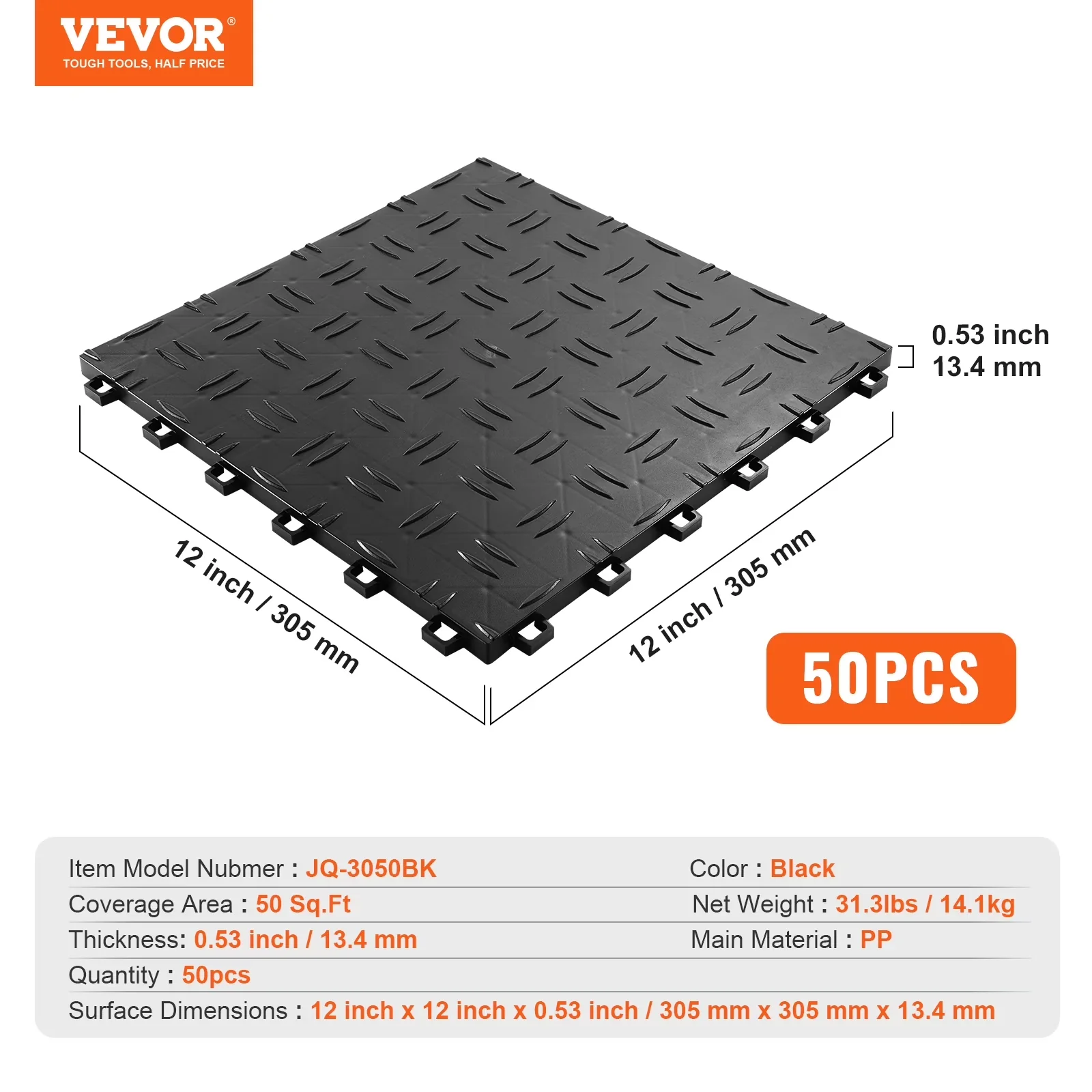 Compact Grey Vinyl Flooring Vinyl Plank Flooring with Interlocking, Garage Tiles Interlocking - Pp Black Model C48990
