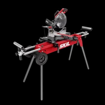 Stylish Woodworking with Portable, Portable Miter Saw Rolling Stand - Stainless Steel Model 46D815