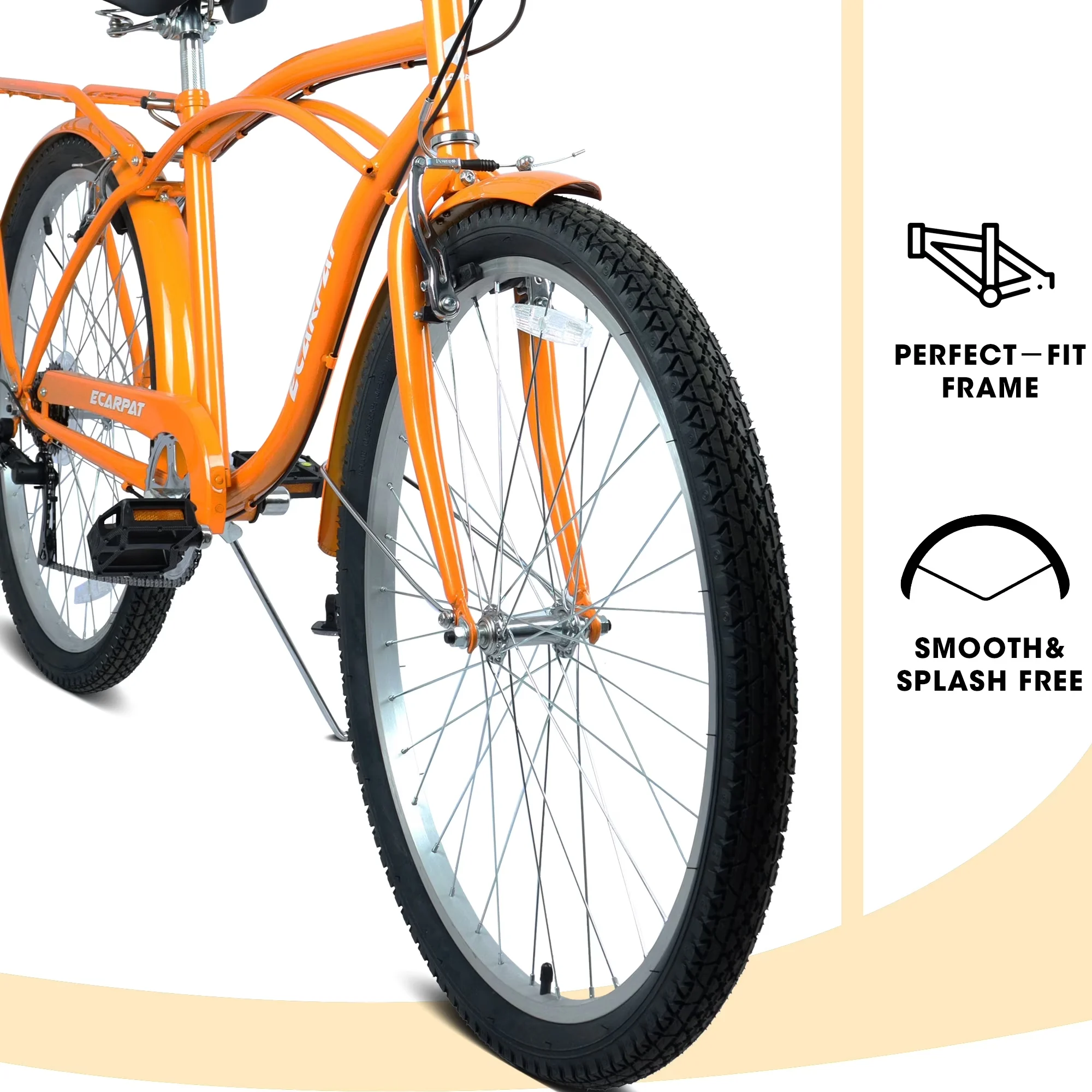 Cruiser Bike Professional with Adjustable Seat, 26 Inch Beach - Orange Model F24178