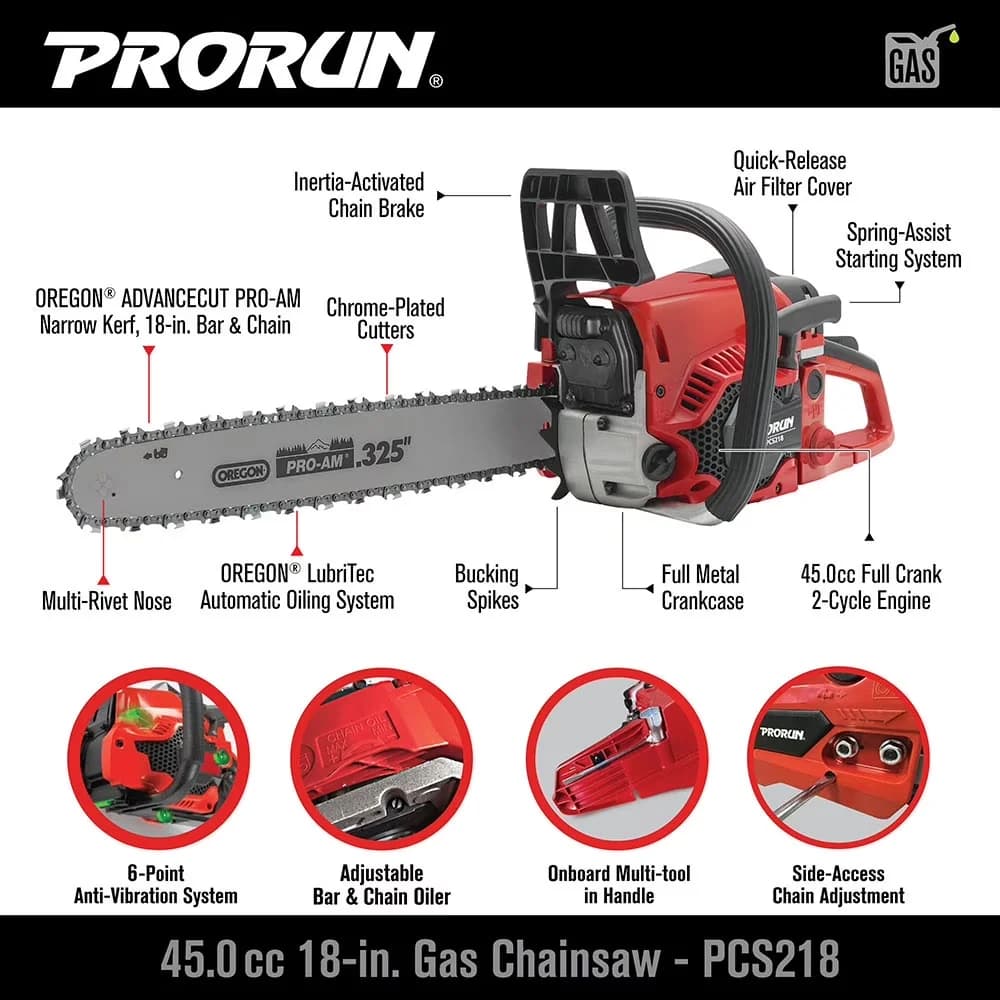 Professional Chainsaw with Automatic Chain Oiler, 45.0cc 18-in. Gas-Powered 2-Cycle - Model 21F5AA