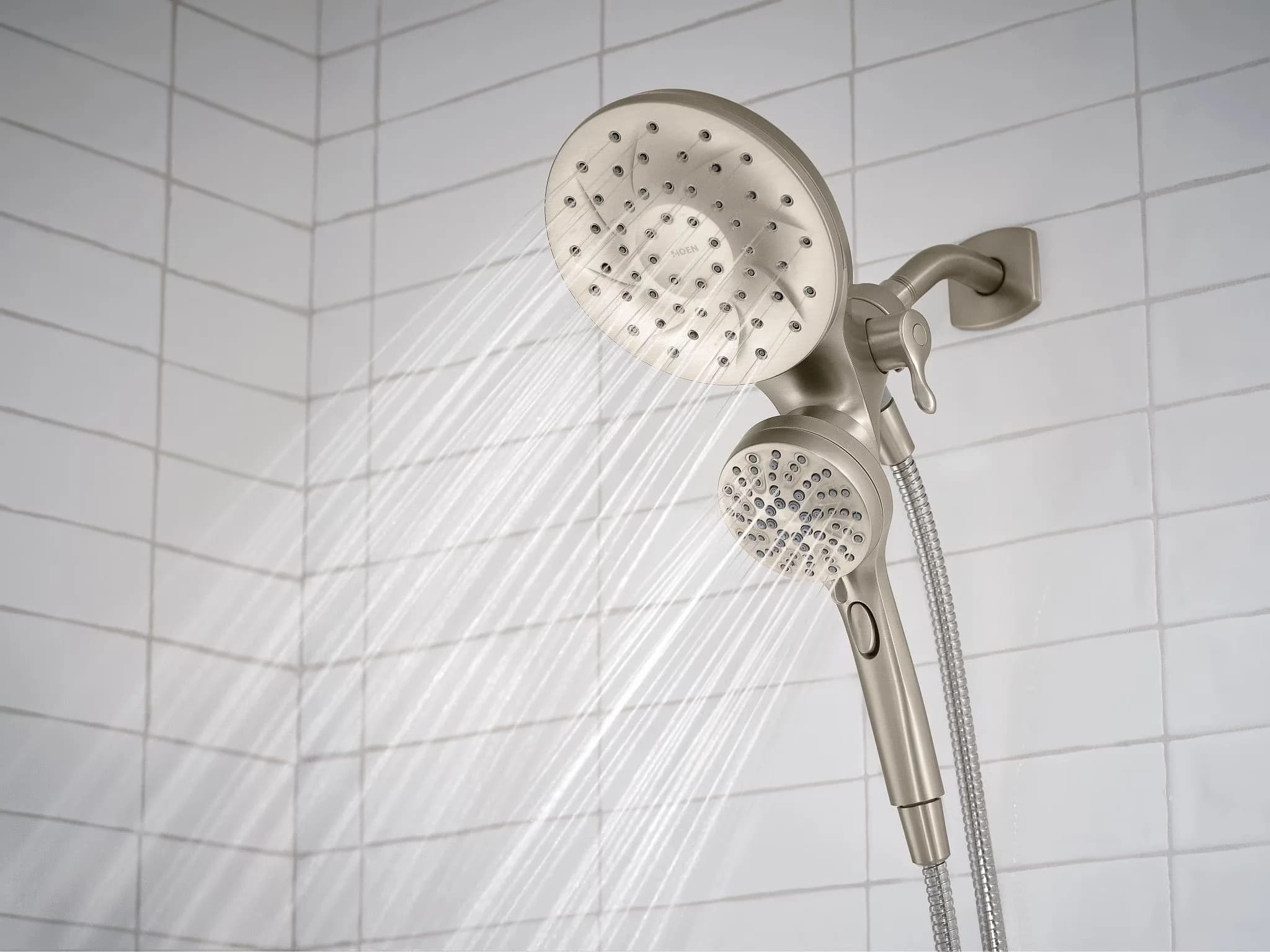 Versatile Shower Head with Kink Free Hose, Magnetic, Brushed Nickel - Plastic, Metal Silver Model 94436F