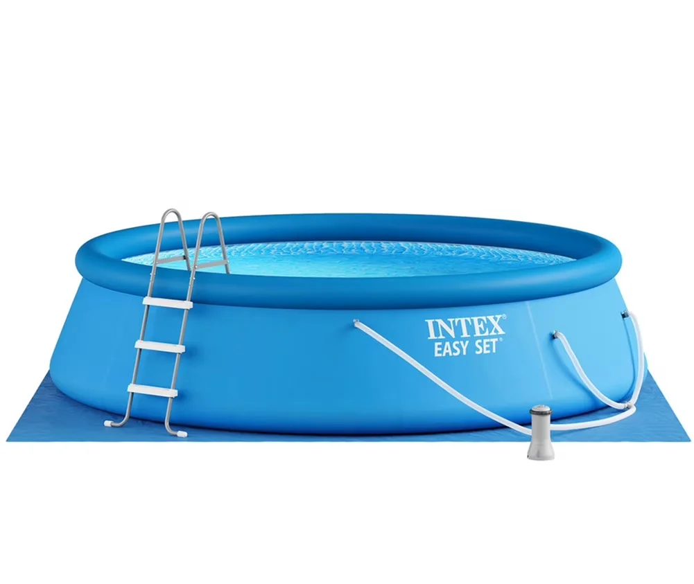 Sleek Above Ground Pool with 15ft X 42in East Set Set Swimming, Filter Pump & Maintenance Kit - Blue Model 6A11C4