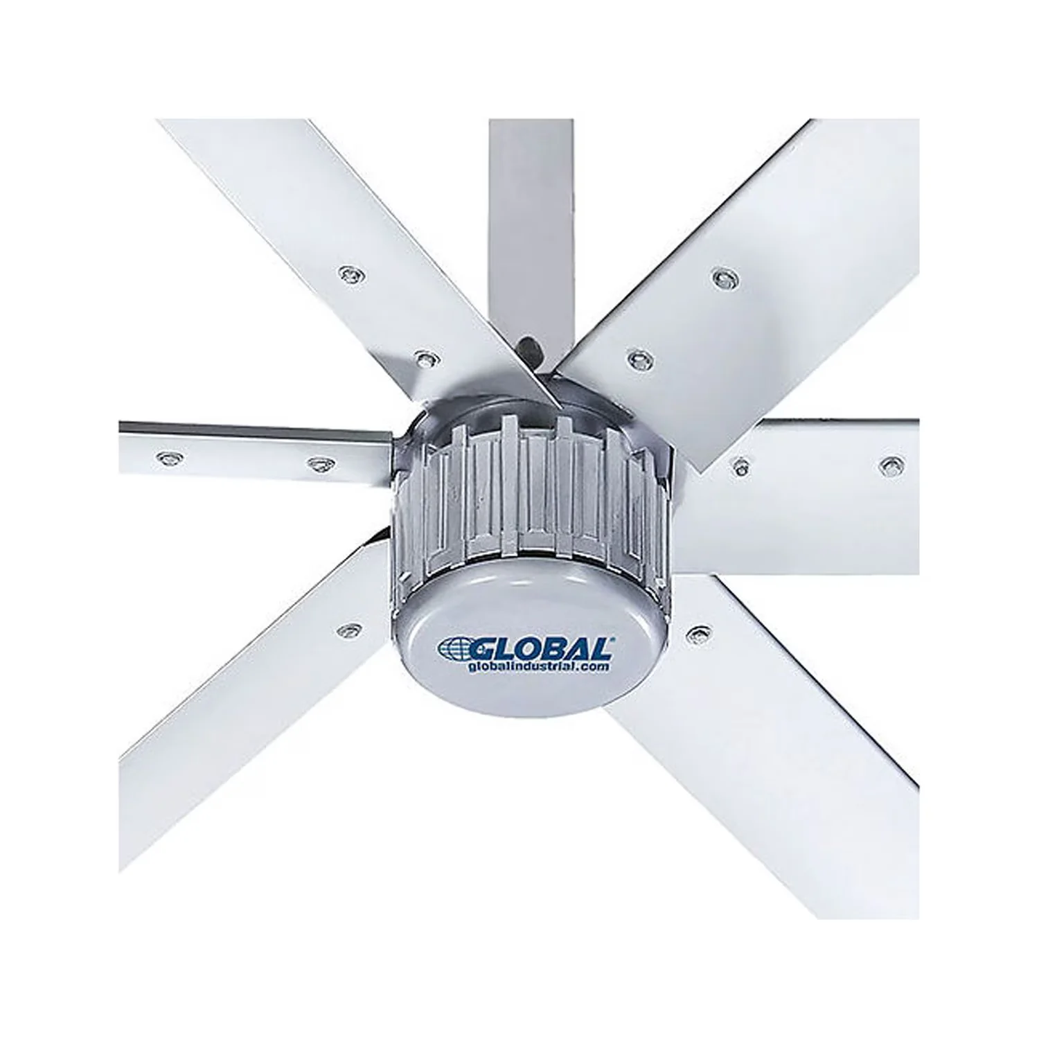 Ceiling Fan Premium with 240V, Reversible Blades, 12' Diameter High Volume Low Speed - Silver Model 73BBC4