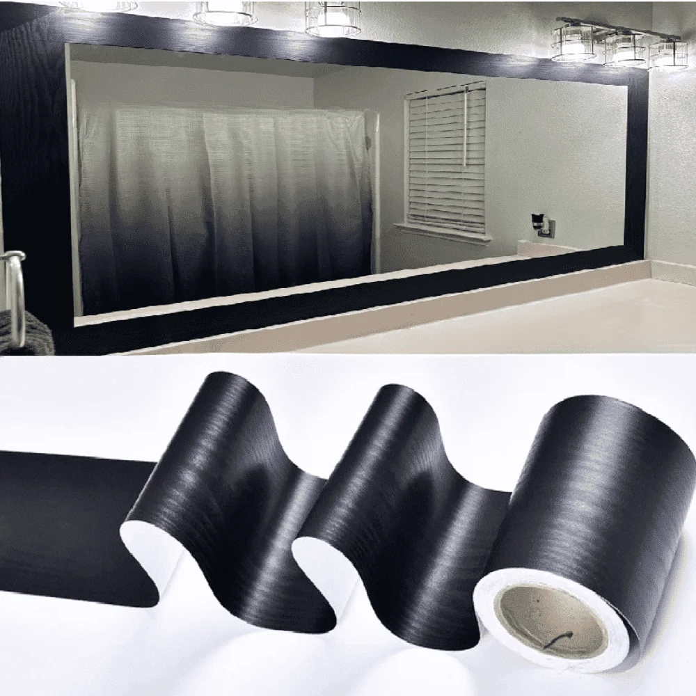 Stylish Wallpaper Wall Decals Wall Covering with Water-Resistant - Black Pvc for Bathroom Model 27D18D