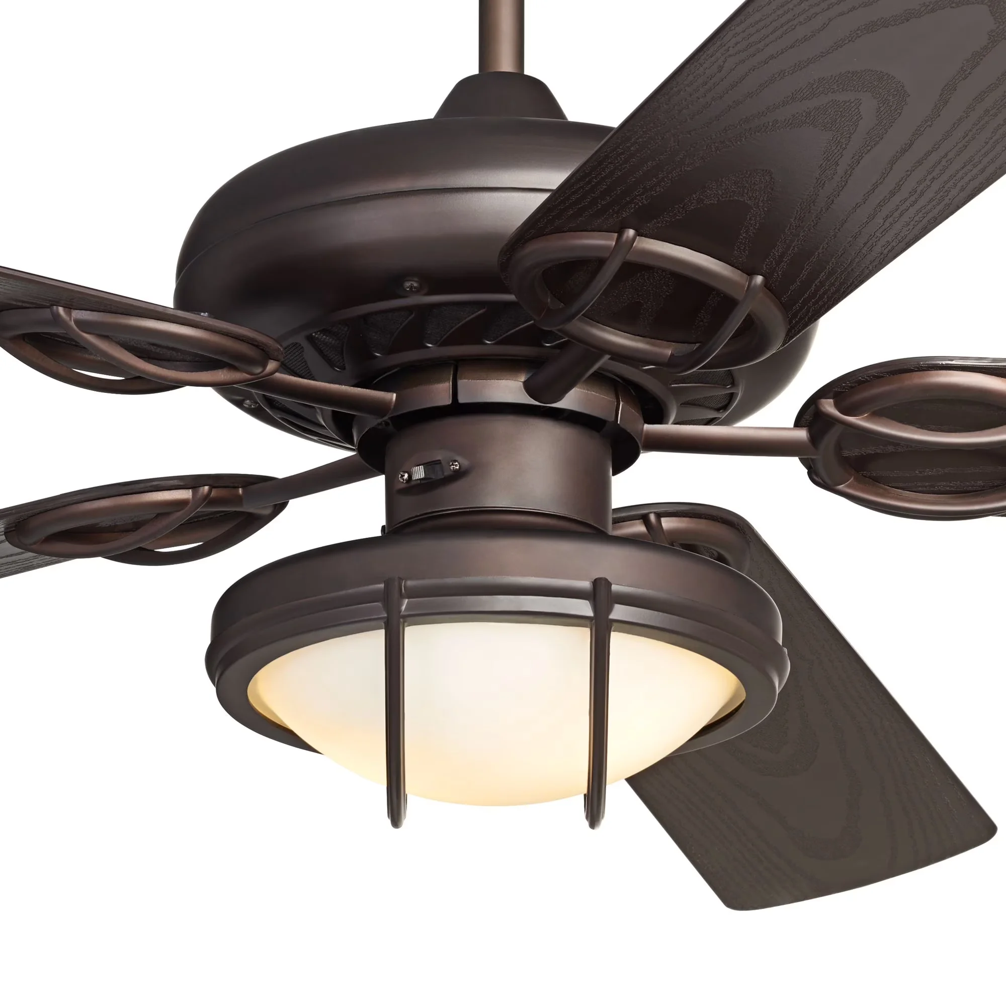 Ceiling Fan Modern with LED, Energy Efficient - Glass Brown for Patio Rustic Model C45040