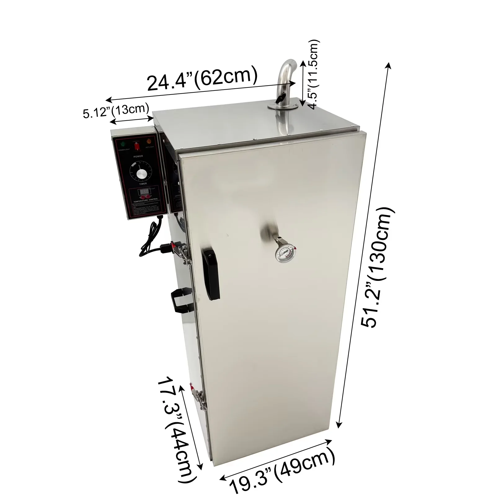 Stylish Charcoal Grill with Side Wood Chip Loader - Stainless Steel Vertical Model 3B604D