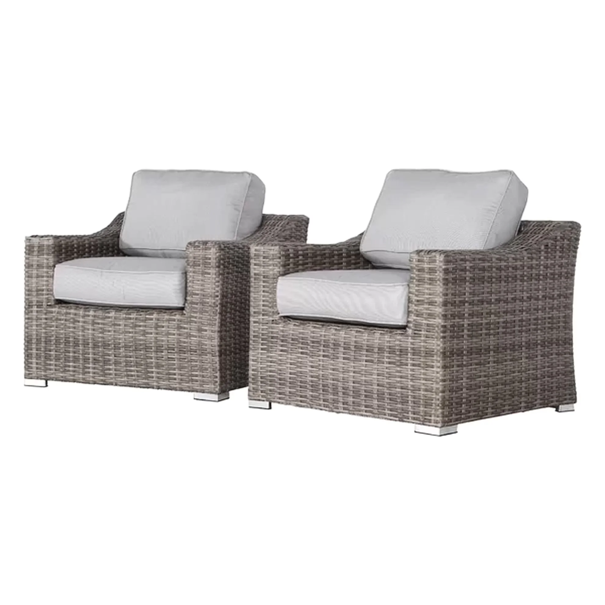Sleek Patio Conversation Set with Feet Accent, Luxury Outdoor Seating, 32.5in Depth X Width 25.25in Height - Gray Aluminum Model 2E0041