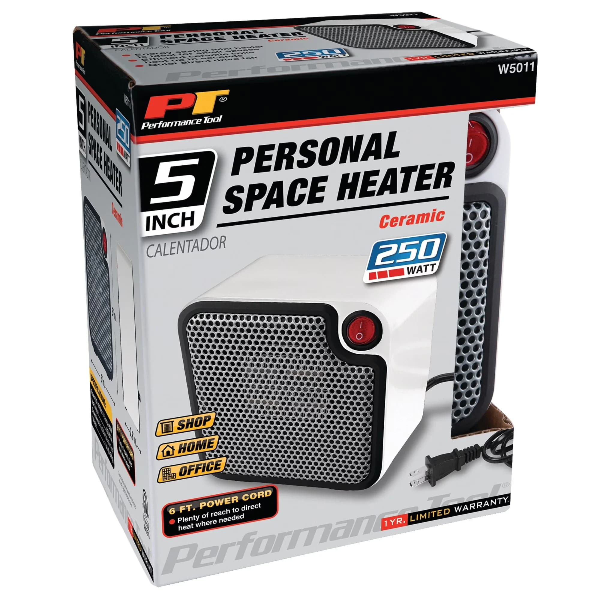 Portable And Electric Space Heater Quality with 250W, Automatic Shutoff - White Model 789309