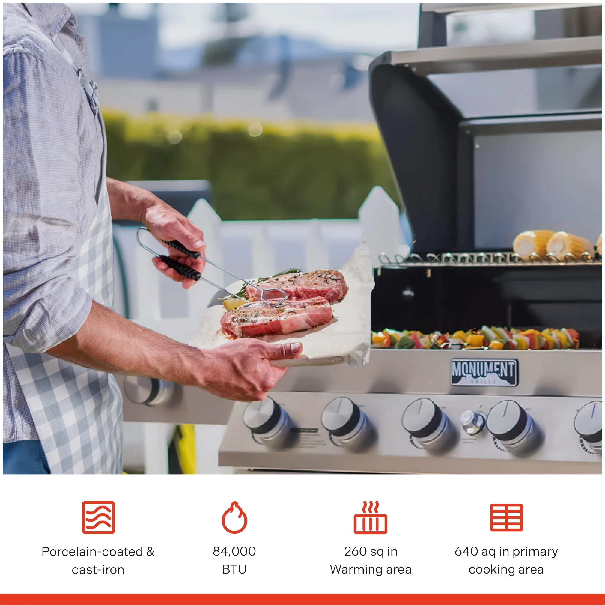 Gas Grill Modern with LED, Grease Pan, Enclosed Cabinet - Stainless Steel Multicolor Model 7B804F