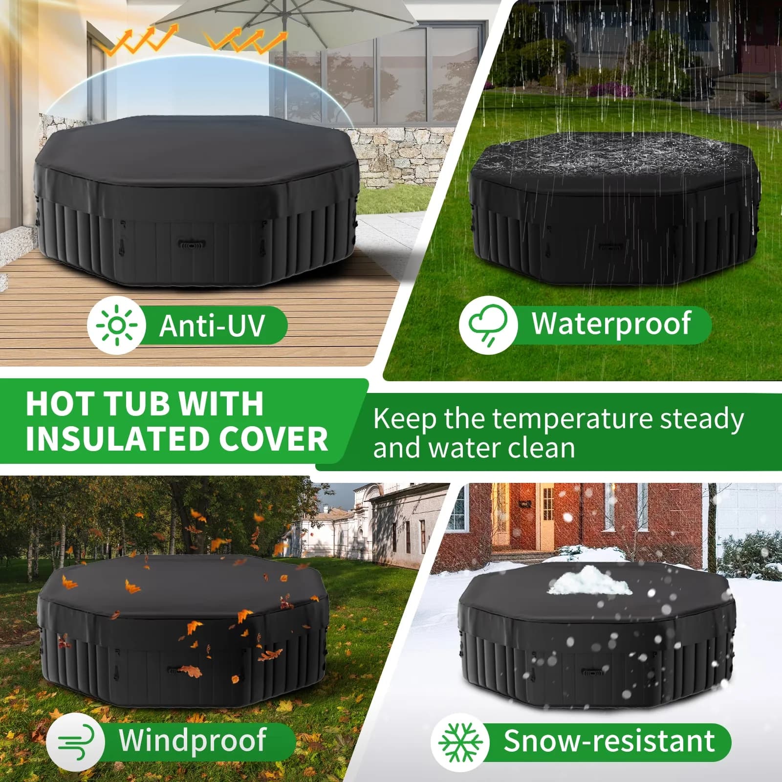 Sleek Hot Tub with Inflatable, Filter and Spa Cover, 130 Bubble Jets - White Model 963B94