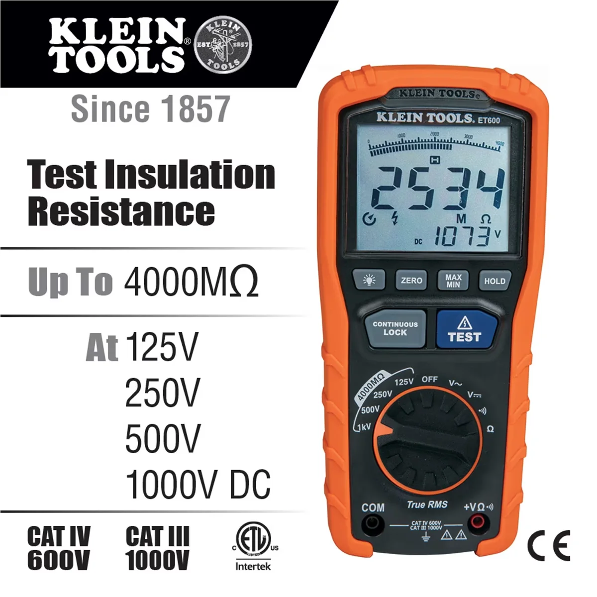 Durable Pro Tool with Battery, Automatic, Insulation Resistance Tester - Black Model FFF387