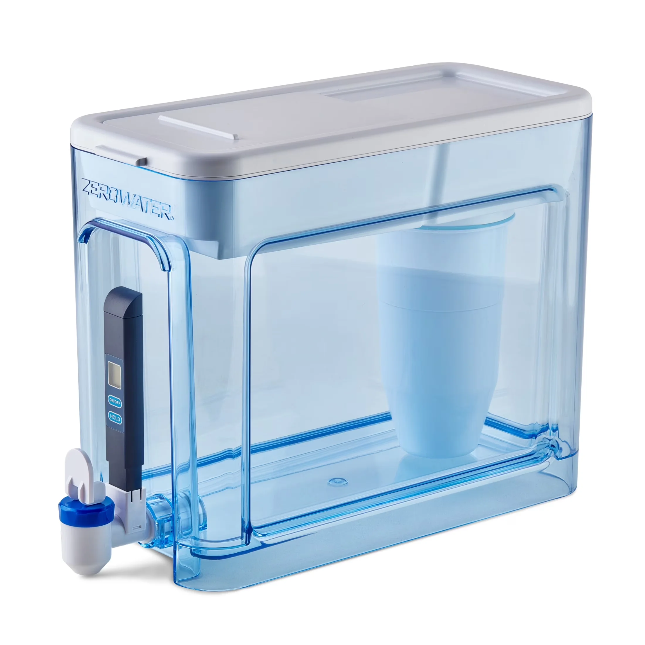 Modern Water Filtration with Automatic Shut Off, 32 Cup Ready-Read 5-stage Dispenser - Blue Plastic Model 37F60E