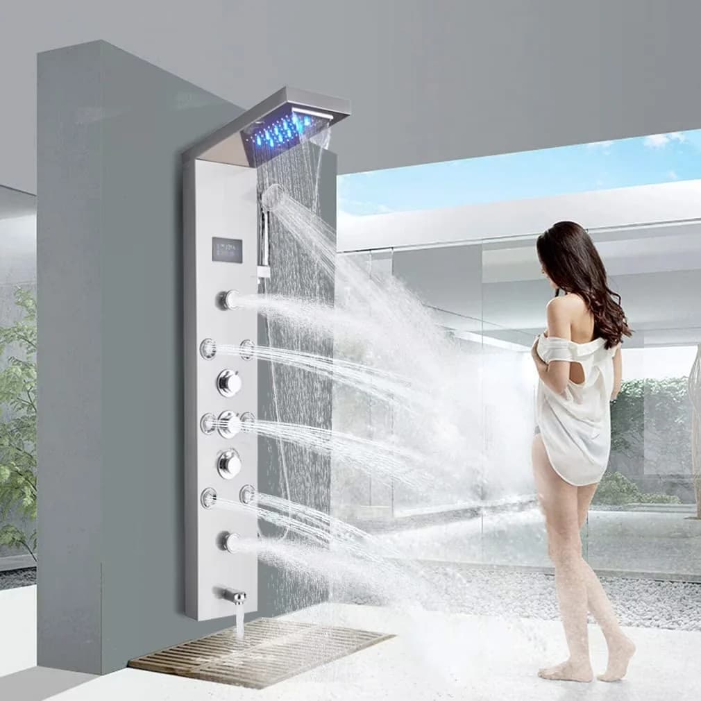Bathroom Renovation Compact with LED, Waterfall, Handheld - Brushed Nickel 1 ÂStainless Steel Model 2BFDC6
