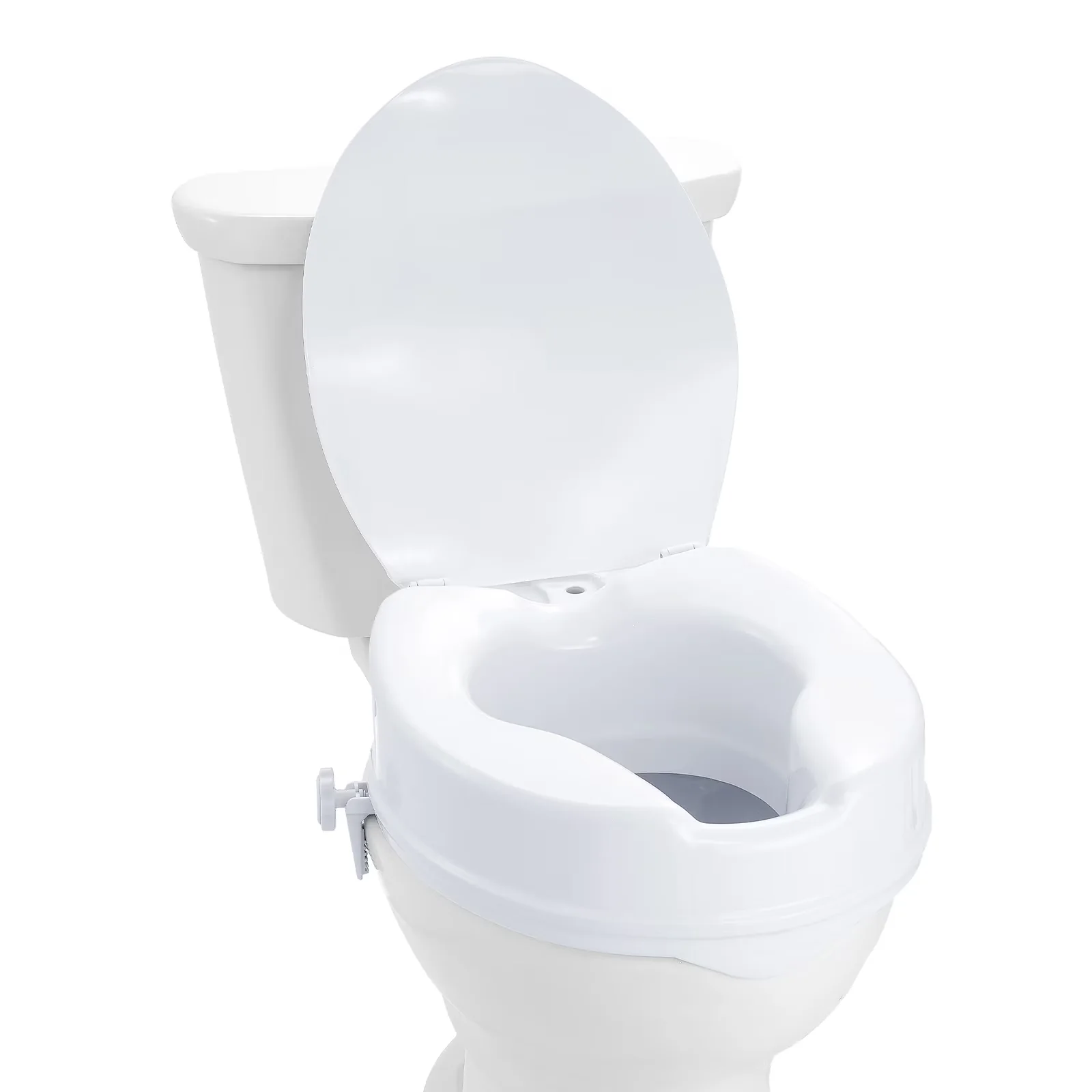 Classic Toilet Seats And Lid with Easy Installation, Supports up to 300 lbs, 4-Inch Lift - White Metal Model 0B3E73