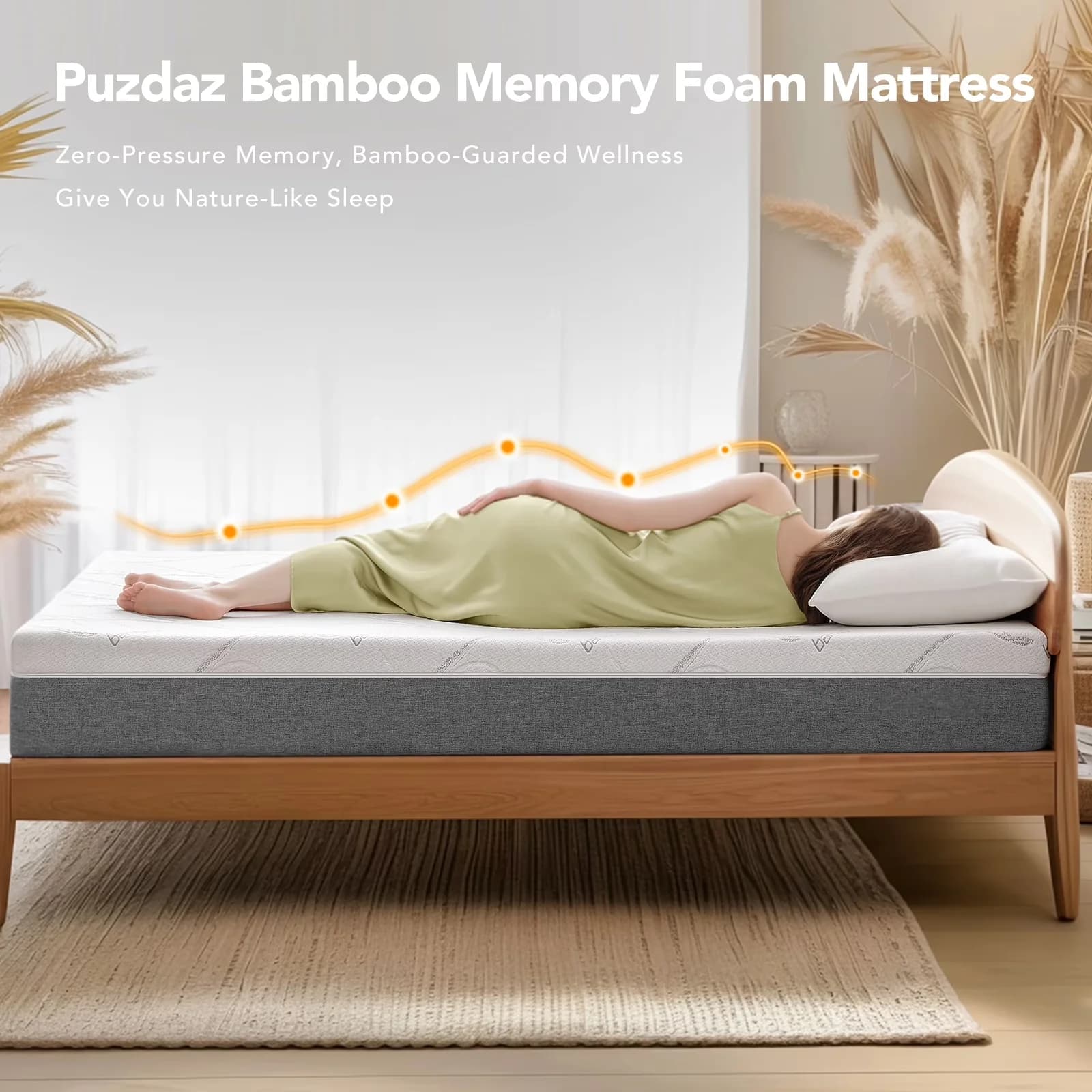 Mattresses Accessory Durable with Mattress-In-A-Box, Medium Firm - Bamboo White Model CC246D