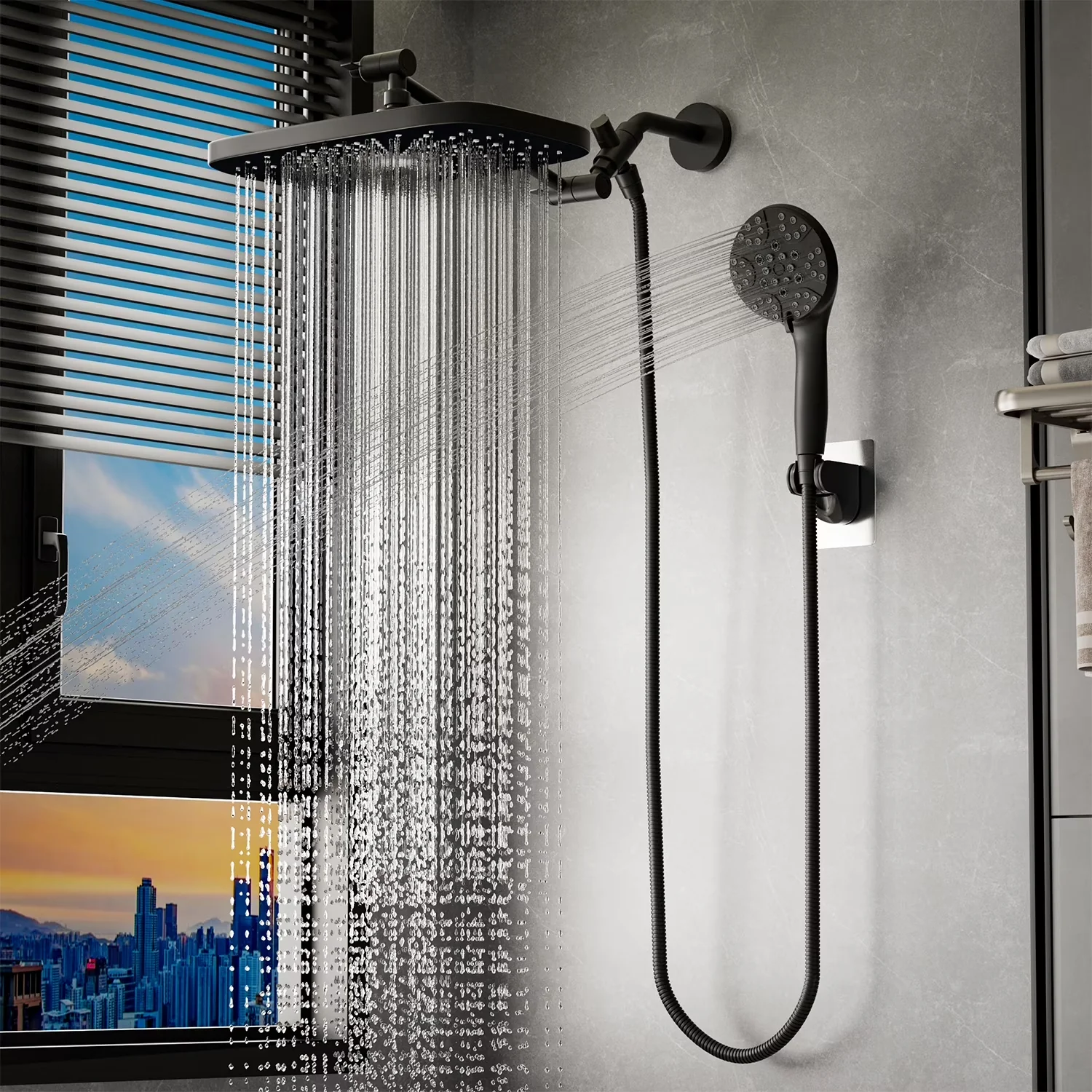 Shower Head Professional with Easy Installation, 180 Degree Swivel - Stainless Steel Black Model 40BBAD