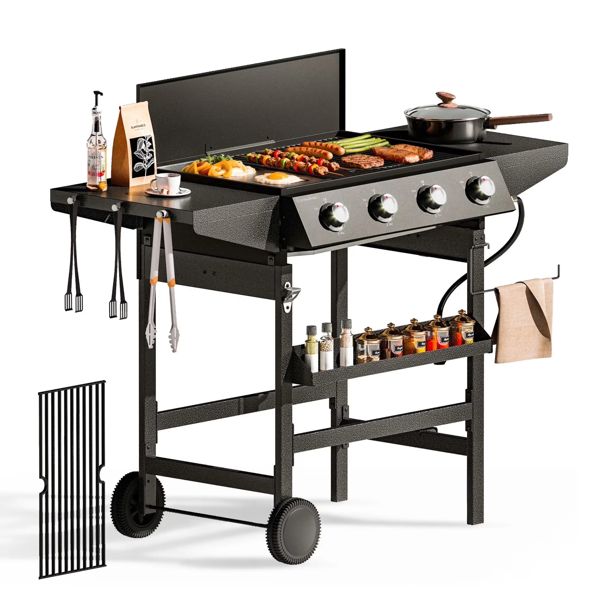 Professional Gas Grill with 52000 BTU - Steel Black Burner - Ergonomic Design Model 61D841