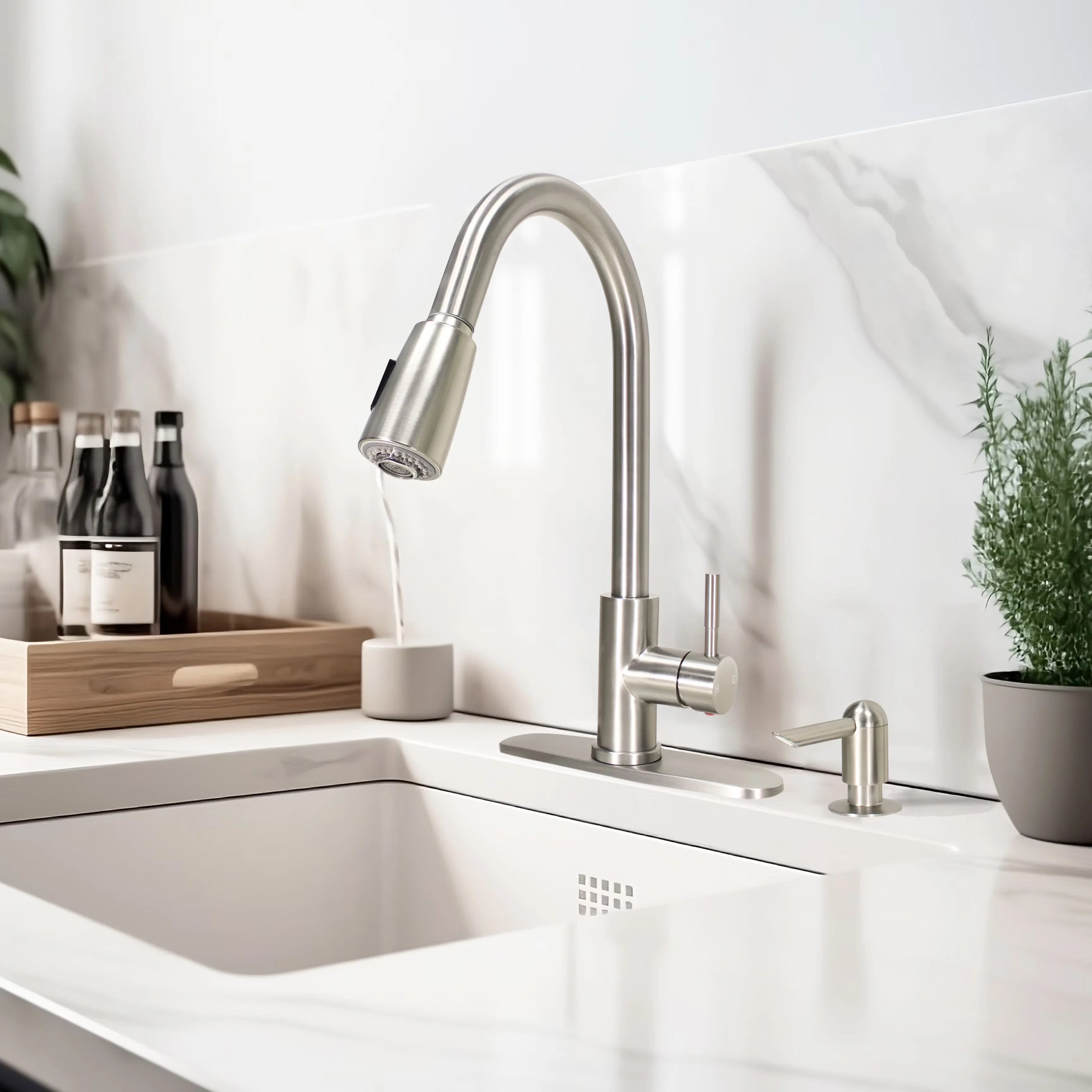 Stylish Kitchen Renovation with Hot And Cold, Easy To Install, Pull Out Sprayer - Steel 11" x 16.25" Model 5B388C