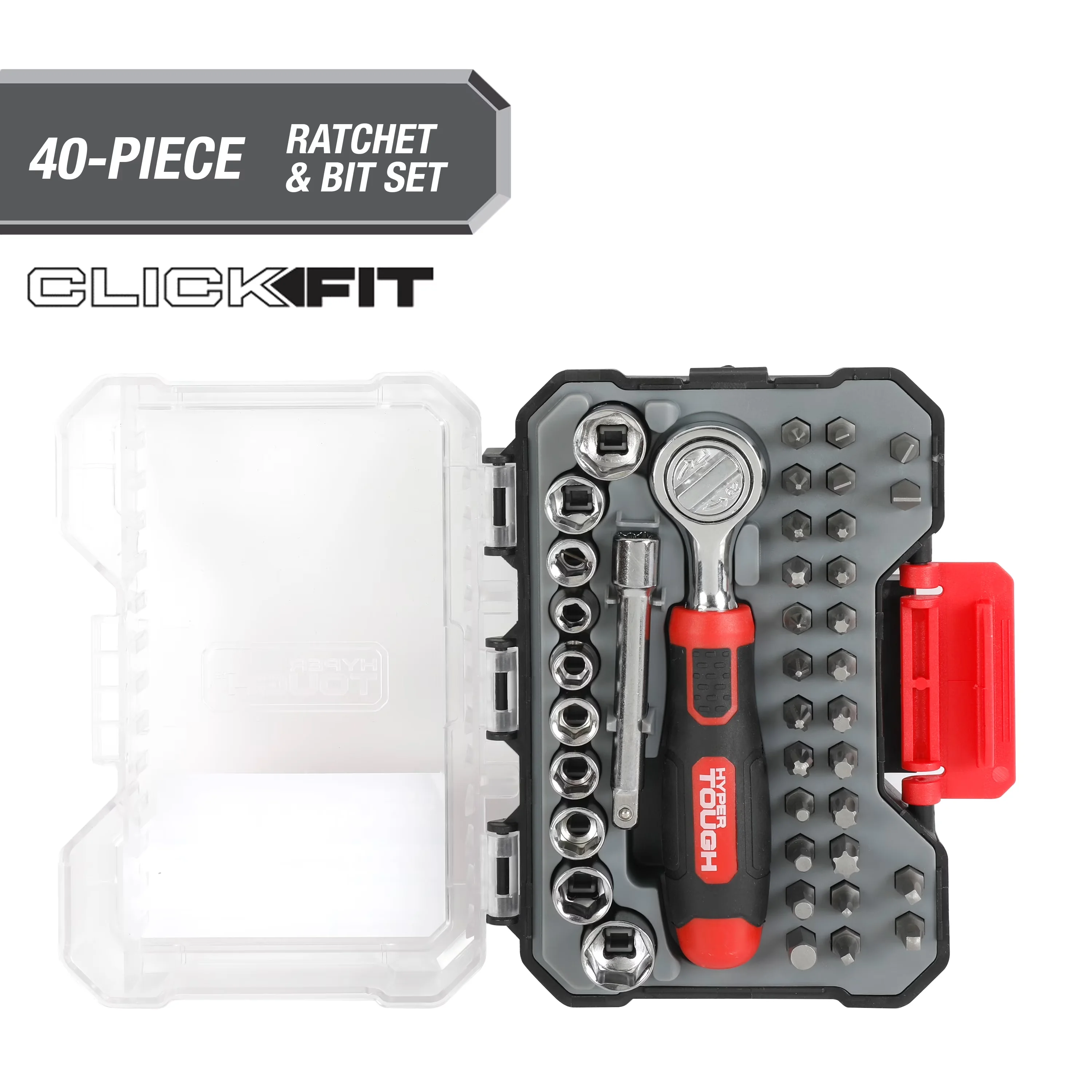 Durable Hand Tool Set with Handheld, Easy Clean, 40-Piece Ratchet - Red Model 4A3068