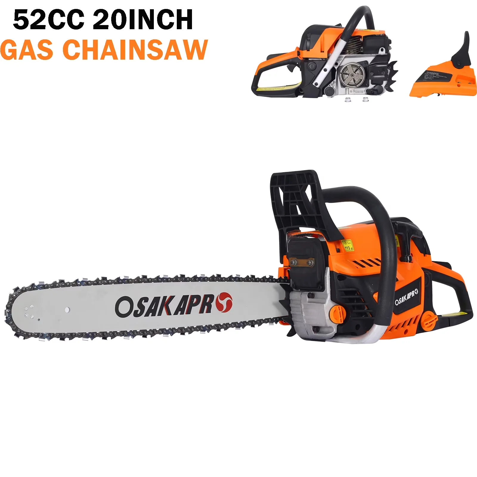 Chainsaw Classic with Chain Brake, Automatic Chain Oiler, Anti-Vibration - Orange Model 3E37B3