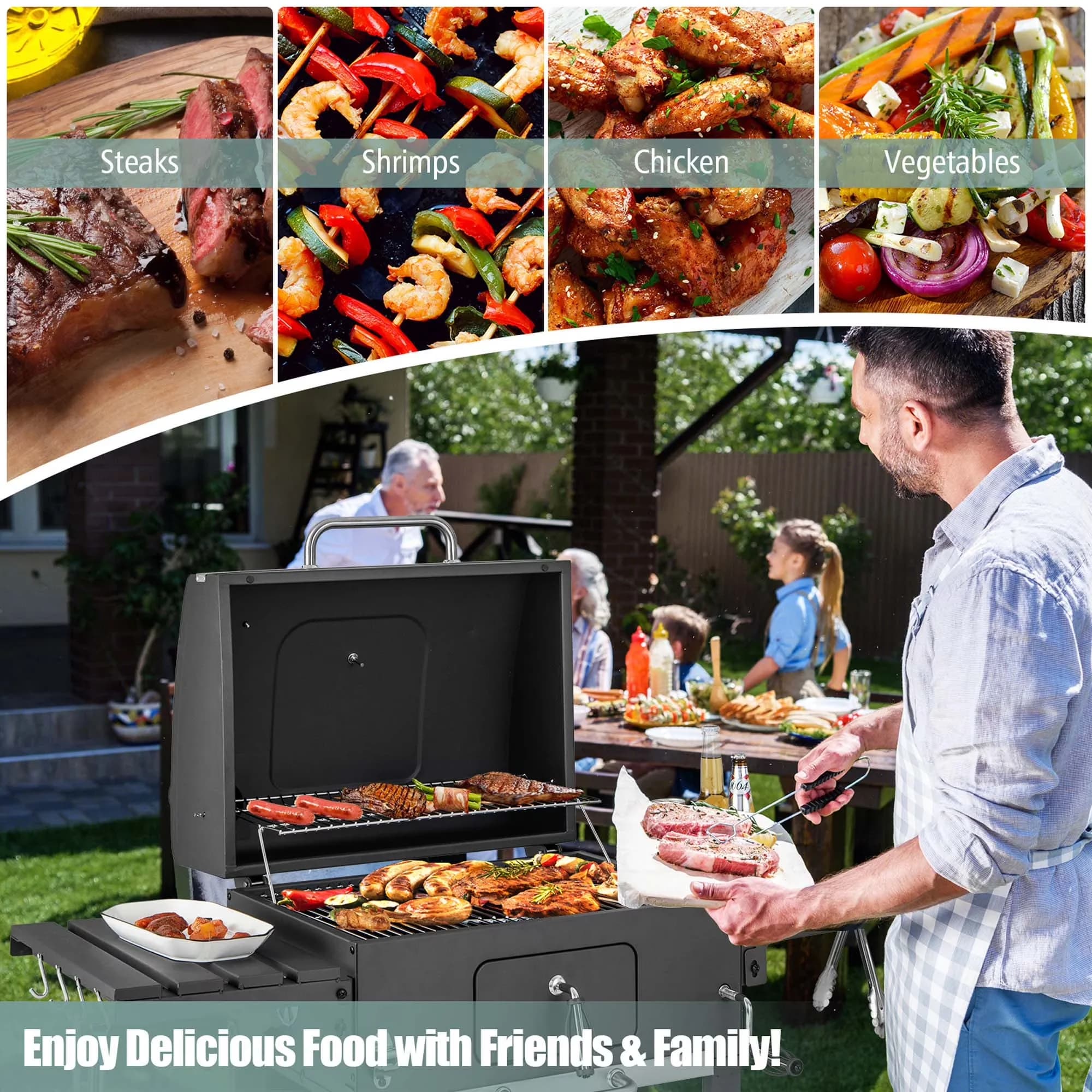 Efficient Flat Top Grill with Warming Rack, Foldable - Black Steel, Pp Model 88706B