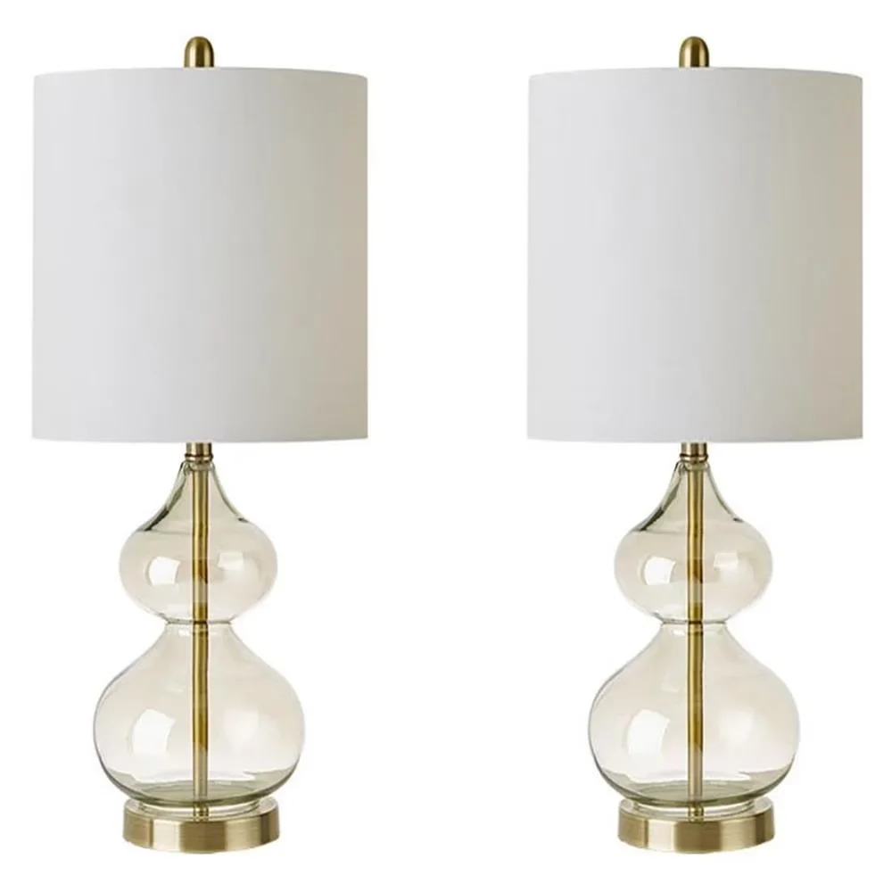 Table Lamp Quality with Incandescent, Contemporary, Set include 2 Table Lamp - Gold Glass Model F78936
