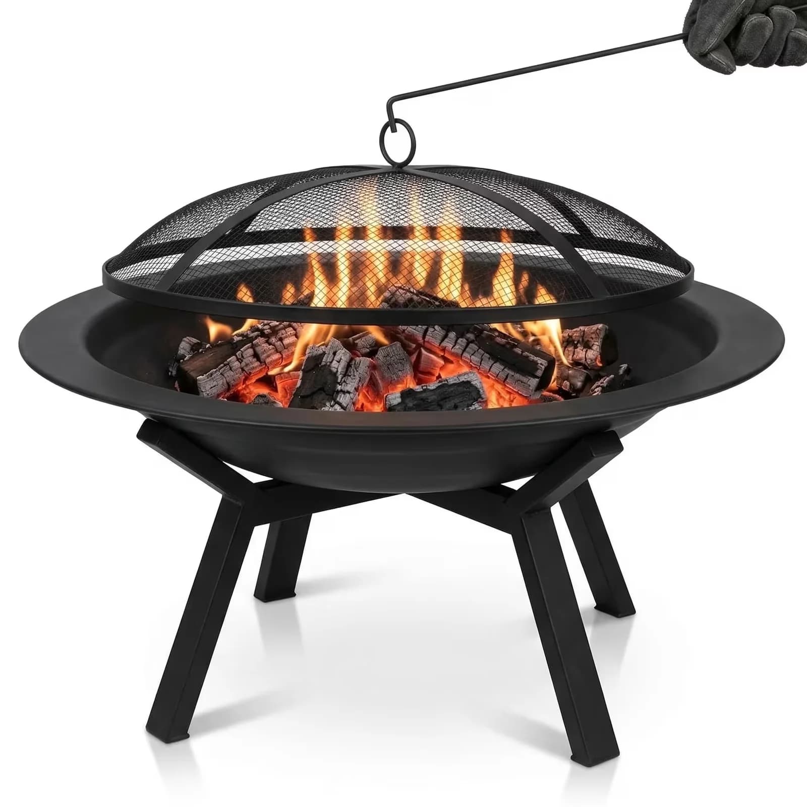 Outdoor Heating Stylish with Weatherproof, Fire Pit - Black Steel - Quality Construction Model 16F65C