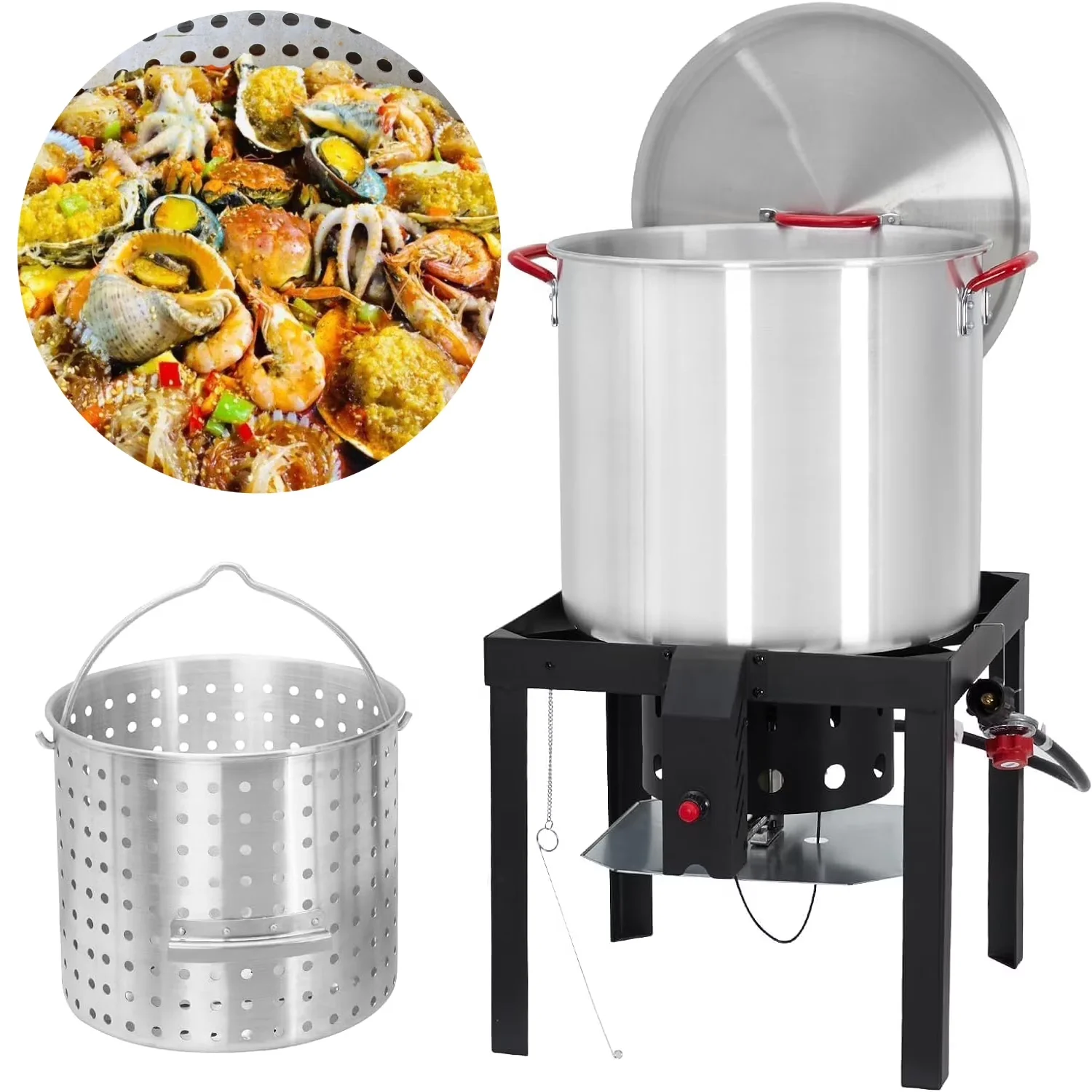 Outdoor Fryer Compact with 110000 BTU, Portable, Adjustable Air Control Panel - Iron & Aluminum Silver for Outdoor Model 363037