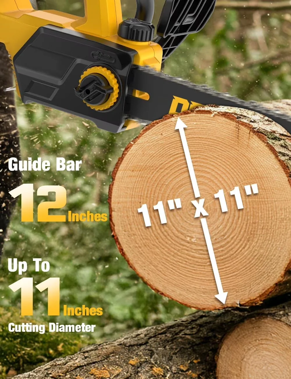 Quality Chainsaw with Battery, 20V, Chain Brake - Yellow for General Purpose Model E6BC37