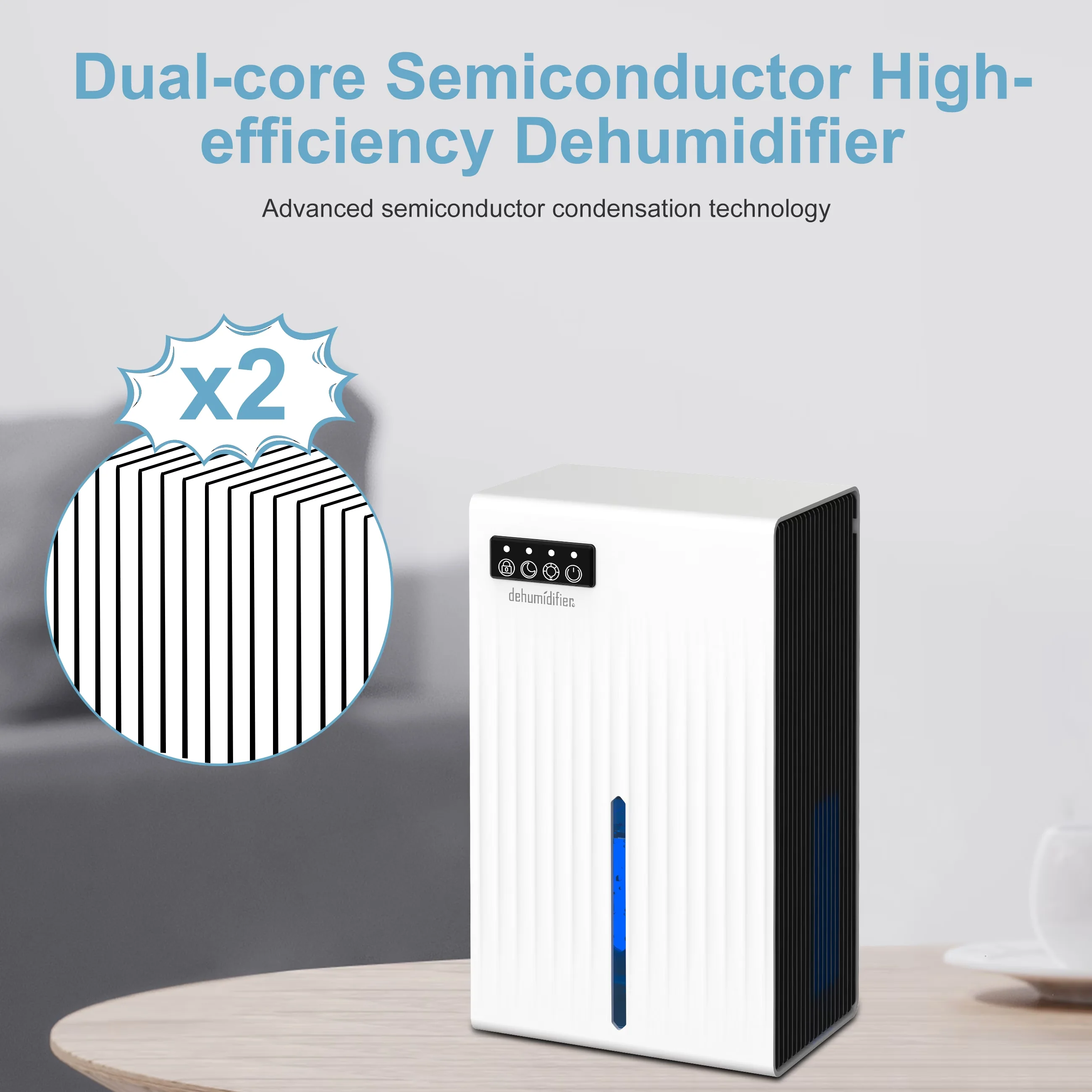 Versatile Dehumidifier with LED, Energy Efficient, Automatic Shut-Off - White for Home Model BAD6A5