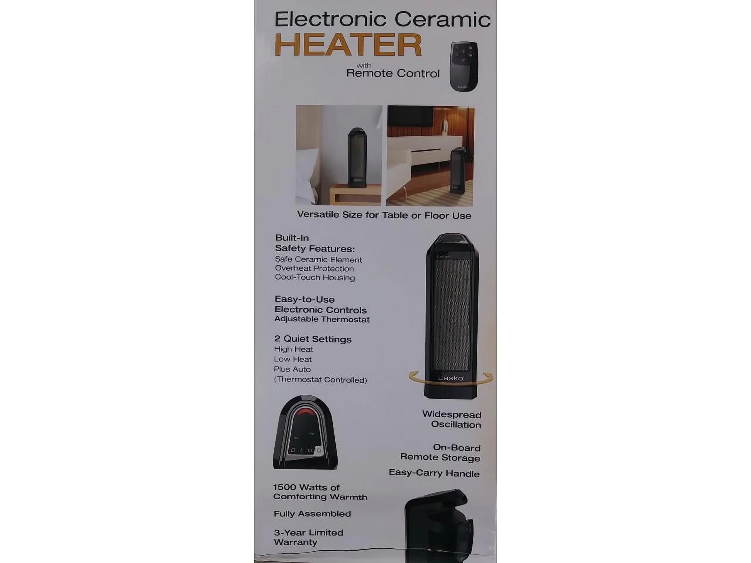 Sleek Portable And Electric Space Heater with Oscillating, Adjustable - Black Model 81A87F