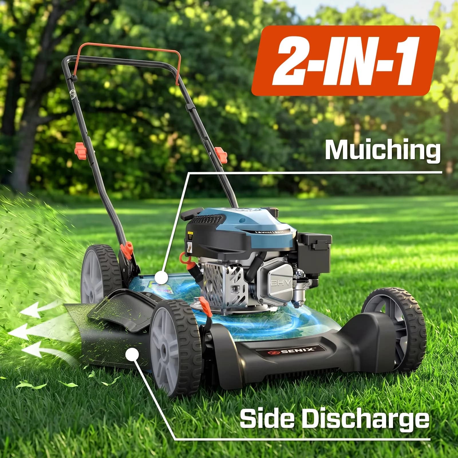 Classic Push Mower with Mulching, Adjustable Cutting Height, Folding Handle - Model 7C85ED