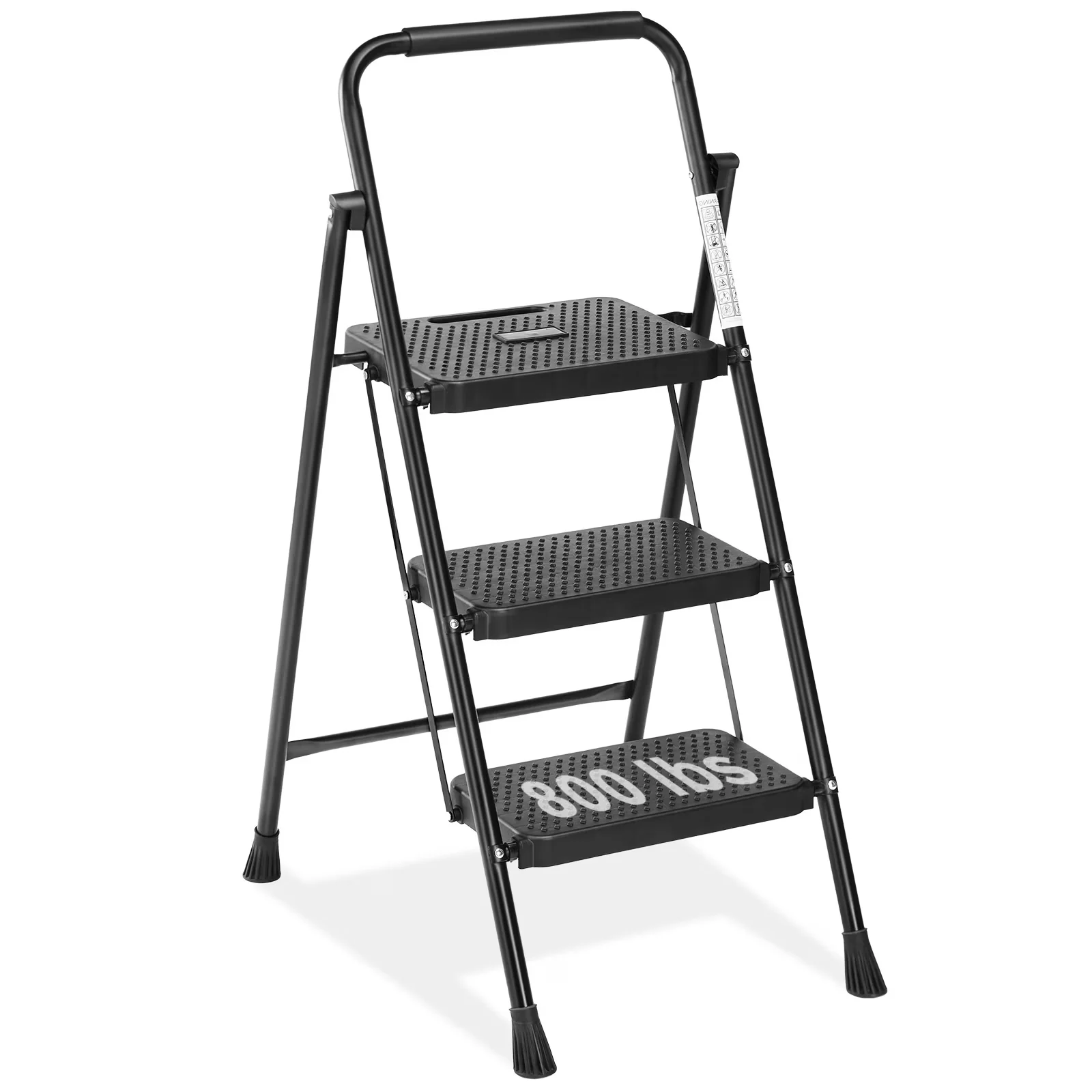 Versatile Ladders And Step Stool with Waterproof, Stain Resistant, Anti-Slip Pedals - Metal Black for Home, Outdoor Model 0B8163