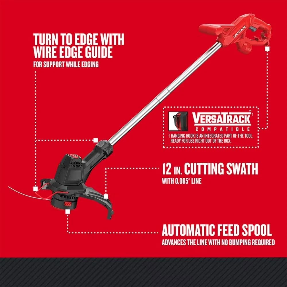 Essential String Trimmer with Edger Conversion Capable, Automatic Line Feed, Corded Electric - Model 65FE0E