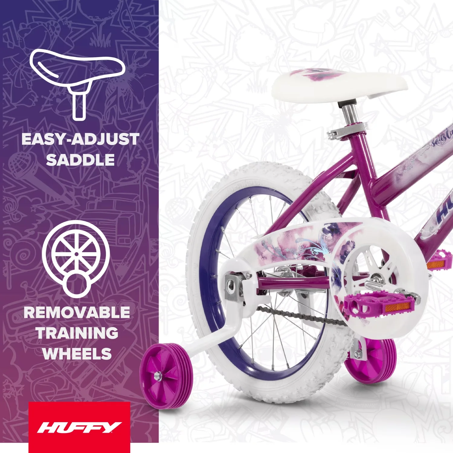 Quality Kids Bike with Adjustable Seat, Adjustable Seat Height, Girls - Purple Model BB363F