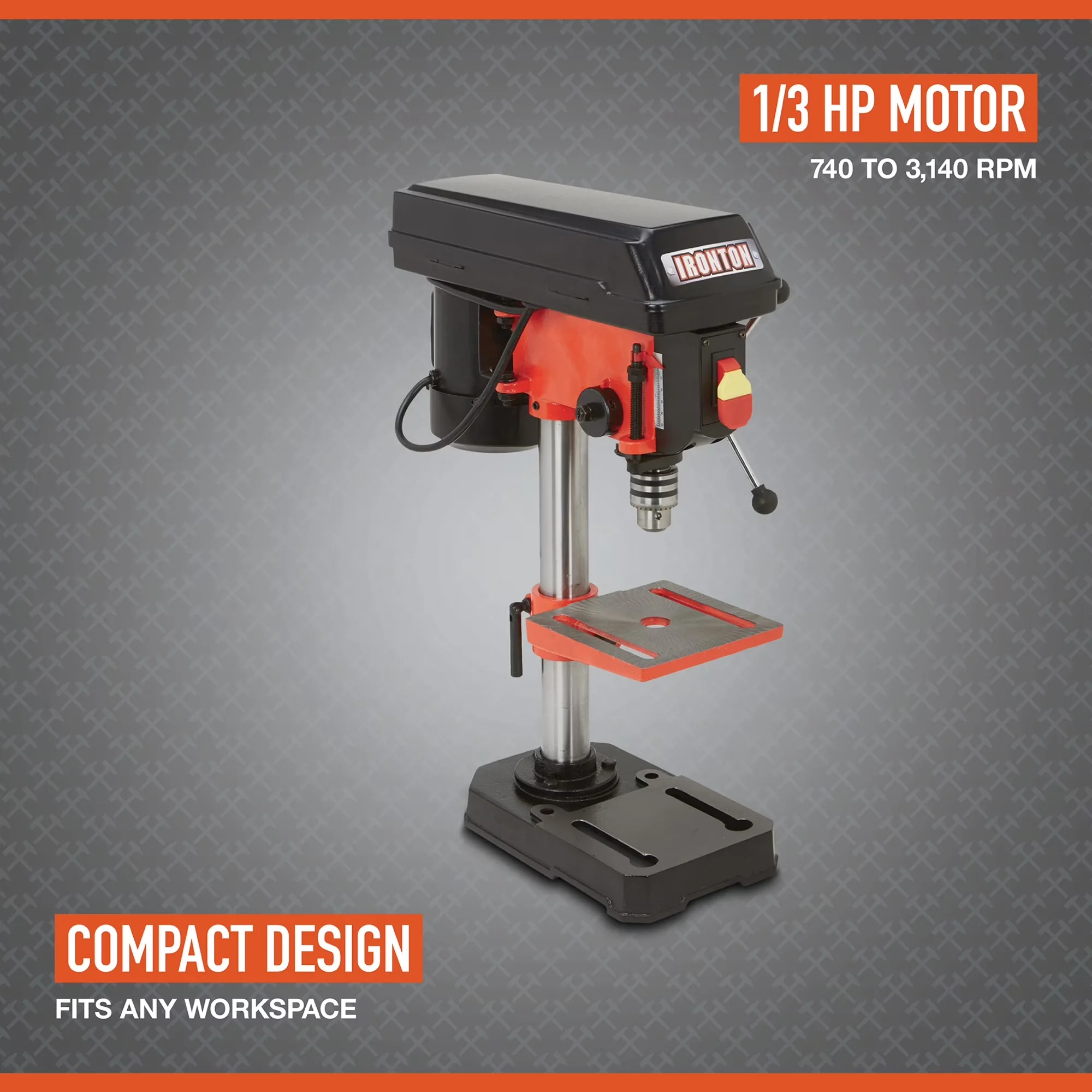 Essential Woodworking with Adjustable, 8in, 8in. Benchtop Drill Press - Black Model 00AF80