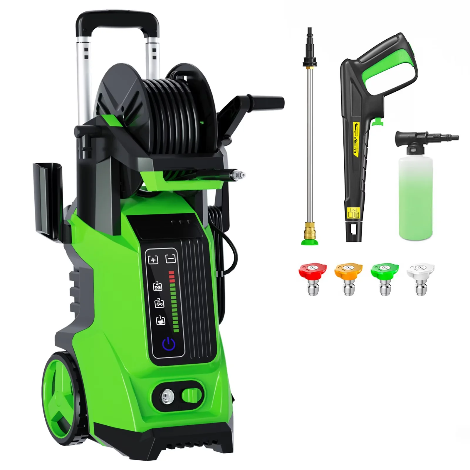 Quality Pressure Washer with Complete Nozzle Kit, 4500 PSI 3.0 GPM Electric Portable, Adj-15-Level Touch Screen for Patio, Car - Model F943C9