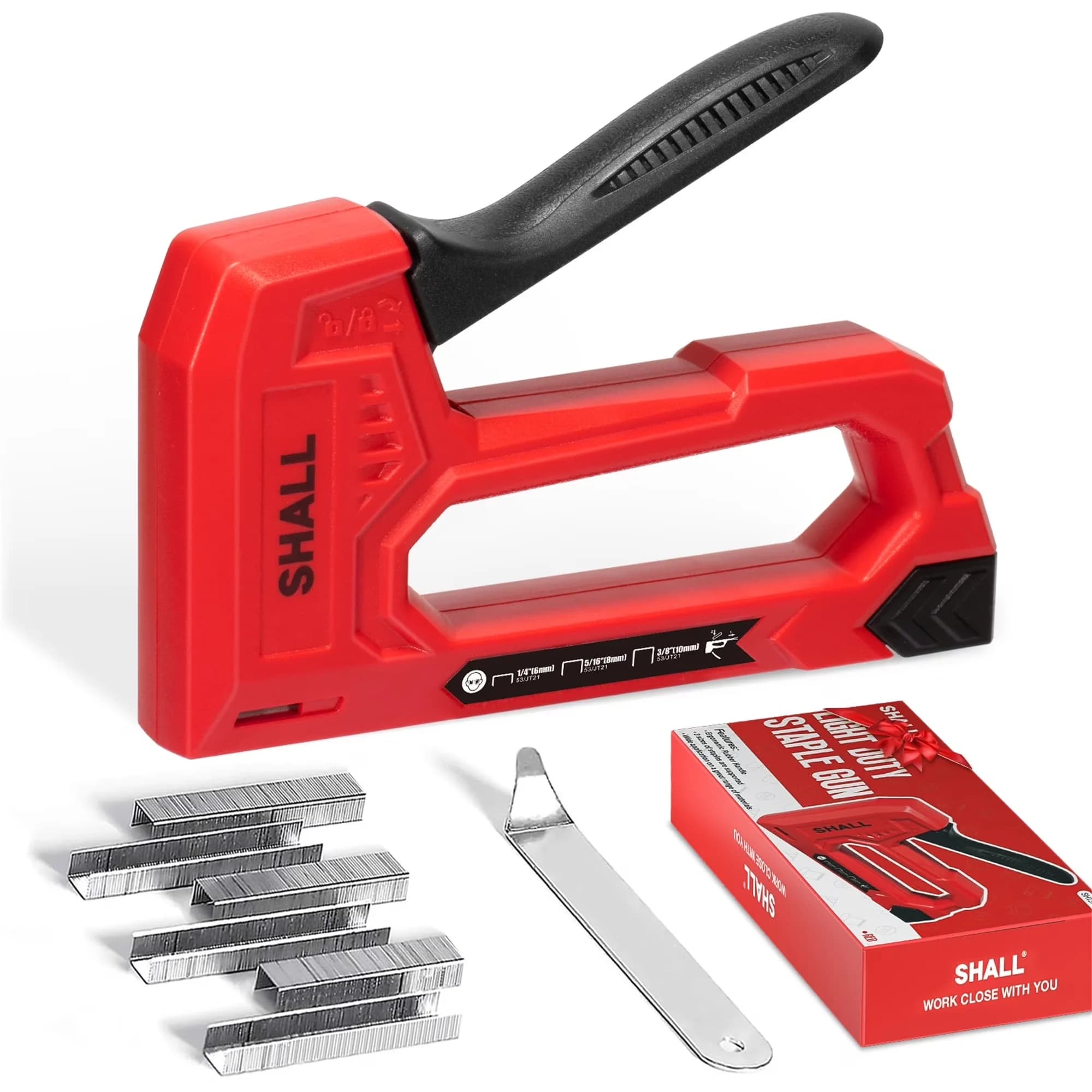 Efficient Power Tool with Light - Duty, Light Duty Staple Gun - Red JT21 Model 8ADD9E