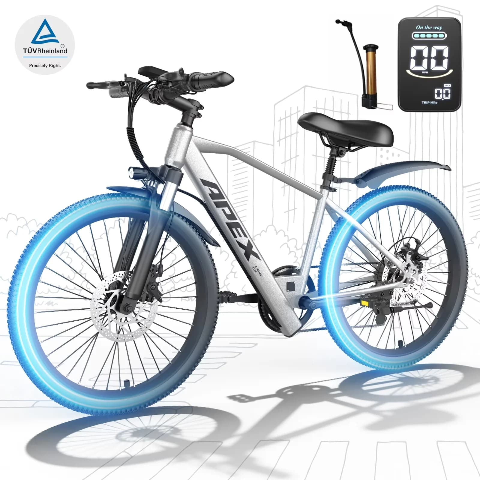 Electric Bike Durable with Battery, 1200W, 36V - Silver - Compact and Portable Model 060191