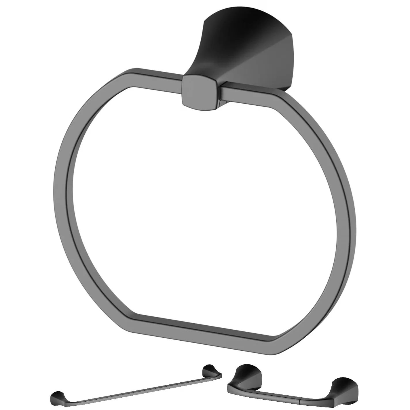 Versatile Bathroom Renovation with Rust Resistant, Modern, Simple Flare 3-Piece Hardware Set - Zinc Alloy Black Model 006449