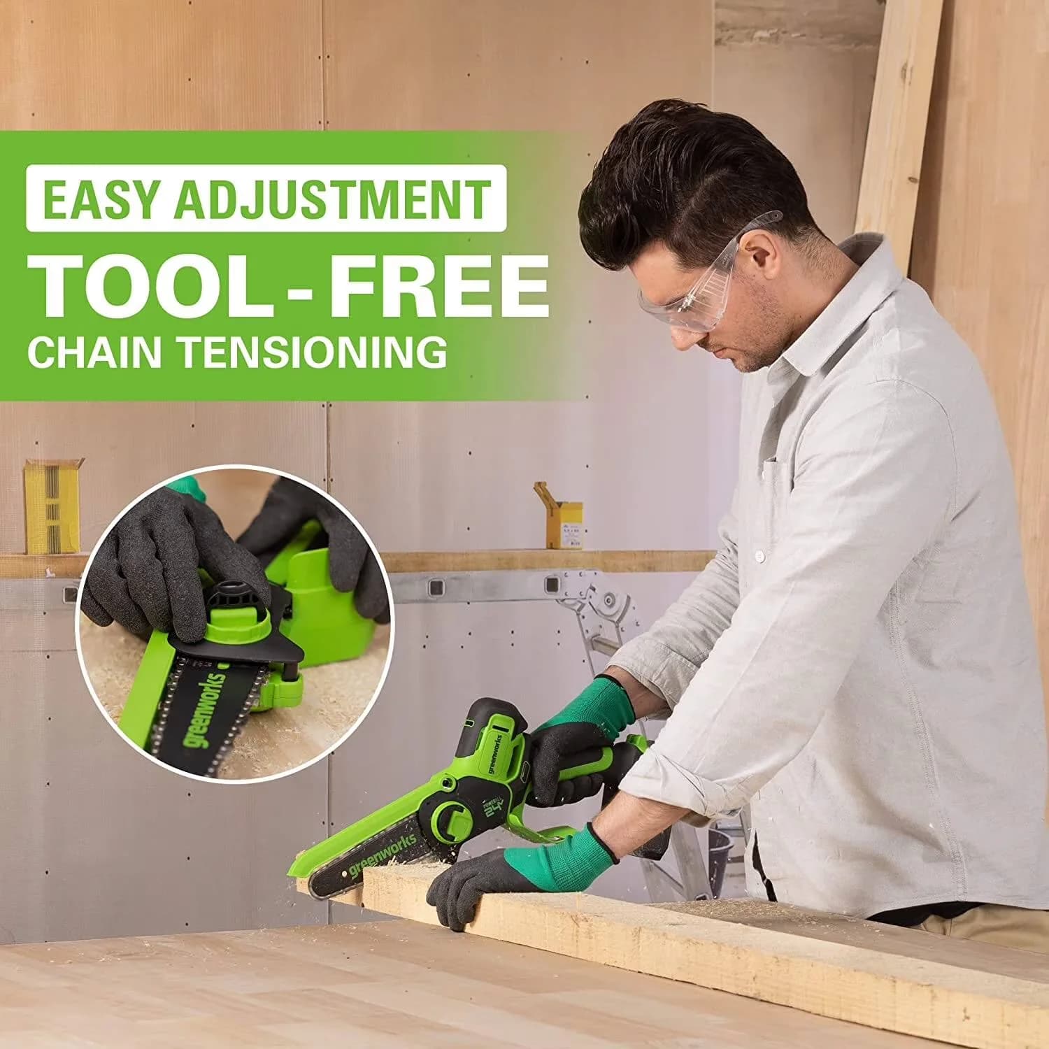 Professional Chainsaw with Battery, 24V, 2.0Ah Battery & Charger - Green Model 0A299A