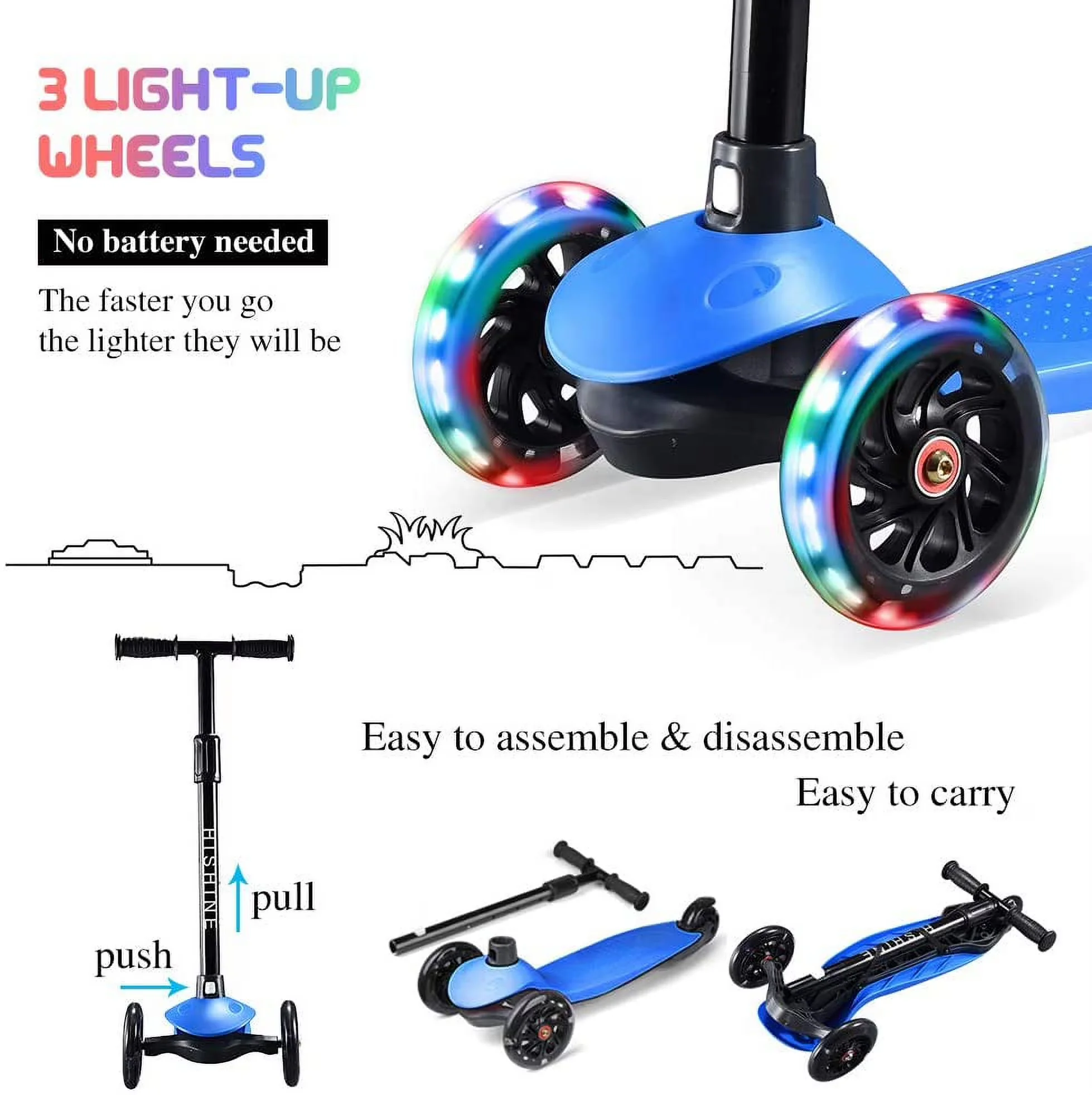 Efficient Scooter with Lightweight, Portable - Blue Plastic, Rubber, Polyurethane Model 5063D9