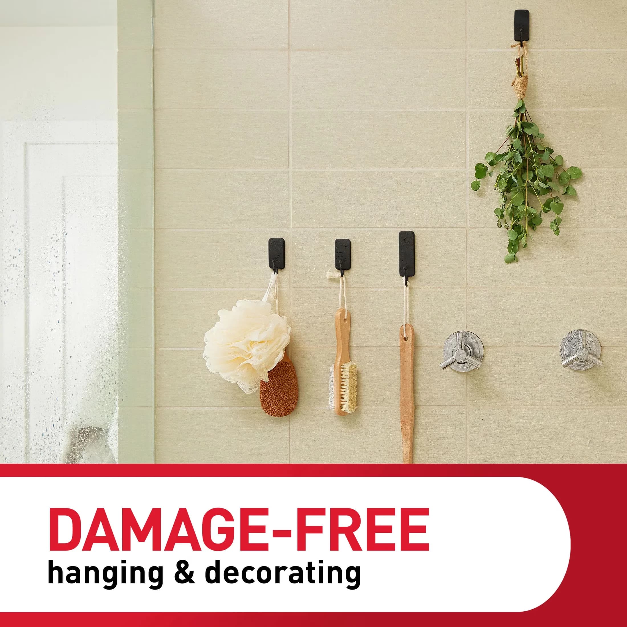Durable Damage-Free Hanging with Wall-Mountable, Easy Installation, Bath Hook - Metal Black Model FCAB93