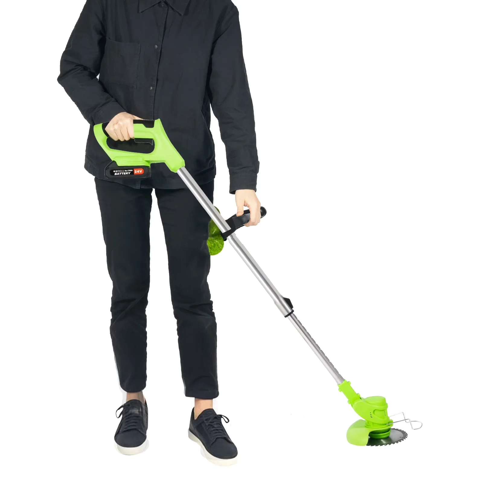 Innovative String Trimmer with 2X 1300mAh Batteries, Adjustable Weed Eater, Electric Grass - Green Model 0FC3CB