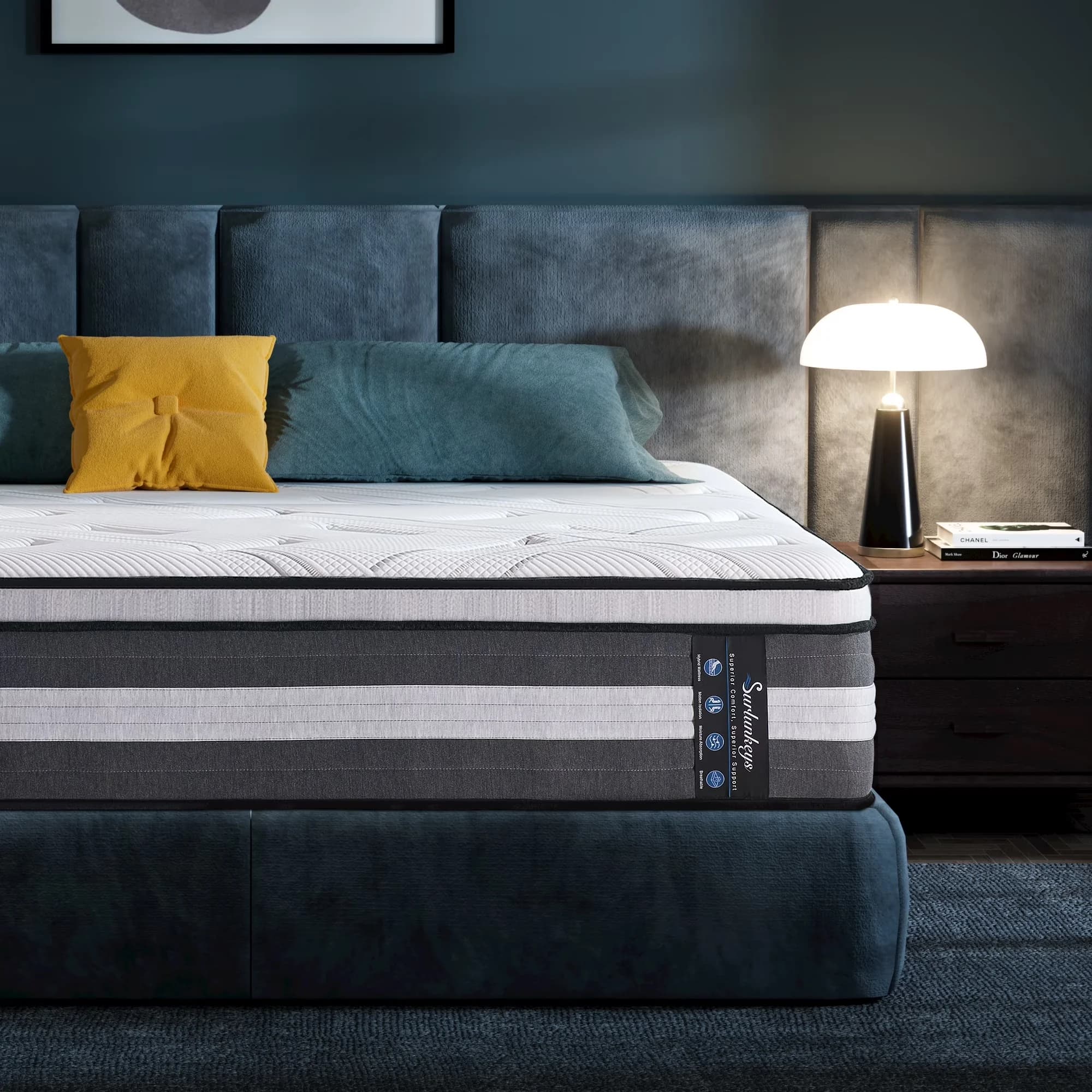 Compact Mattresses Accessory with Mattress-In-A-Box, Memory Foam Mattress - Memory Foam; Pocketed Coils White Model 48BA03