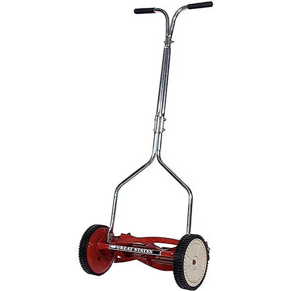 Push Mower Compact with Adjustable, 14" cutting width, 304-14 14 Inch Wide 5-Blade Reel Lawn - Red Model C4EB07