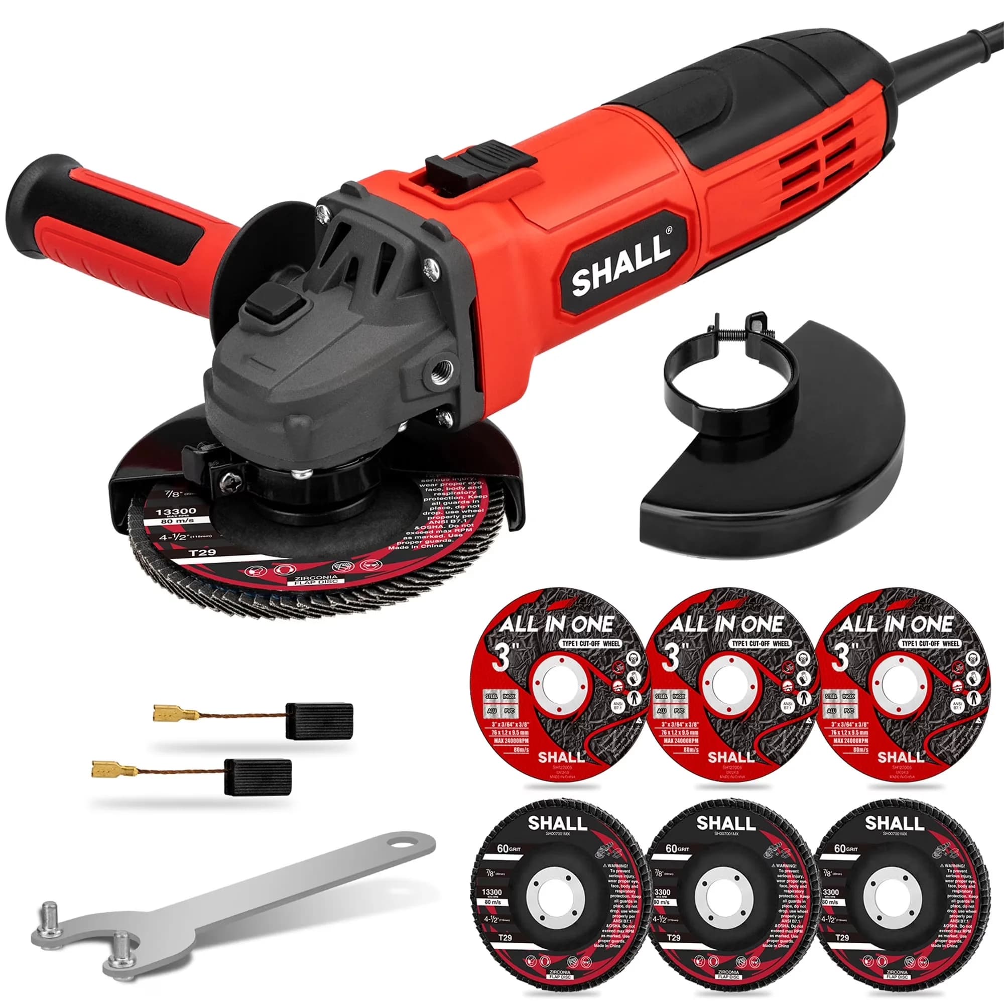 Quality Woodworking with Lightweight, Guards, 4-1/2 Inch 11000 RPM Angle Grinder 4Amp - Model E930CB