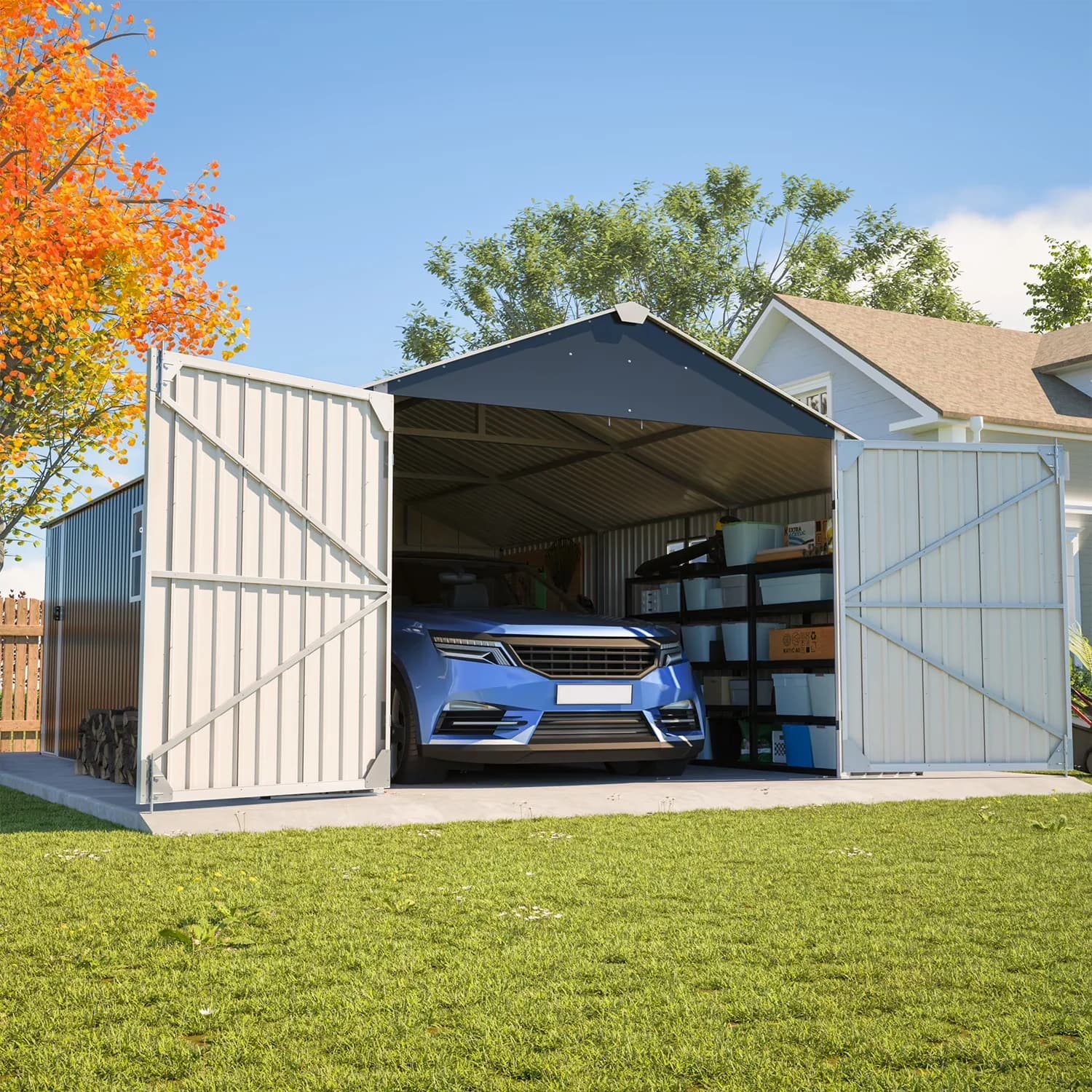 Professional Shed with Waterproof, Lockable Door, Water-Resistant - Black Metal,Polypropylene,Nylon Model 1B3D7C