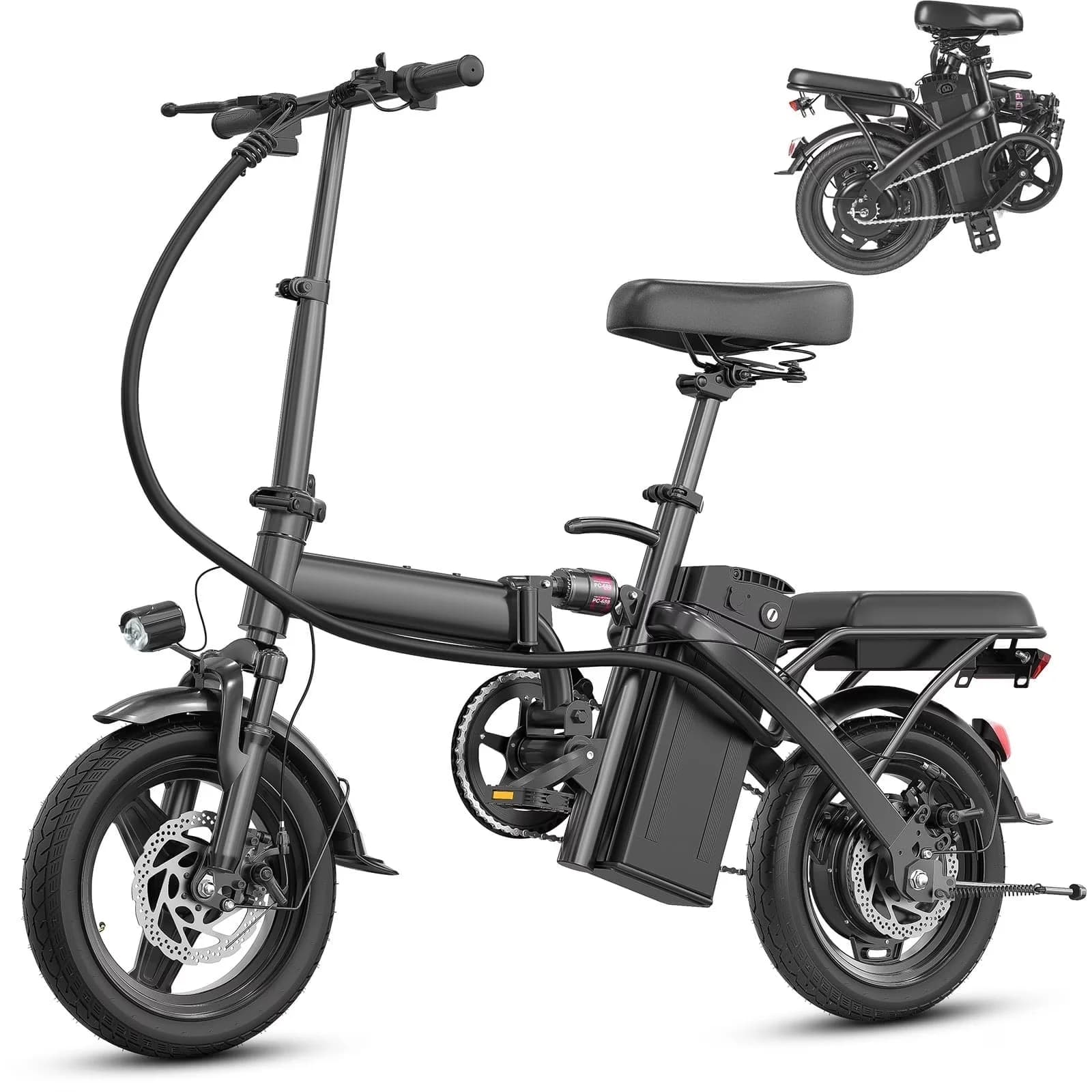 Efficient Scooter with Battery, Adjustable Height, 14" Foldable Design - Model 3087DF