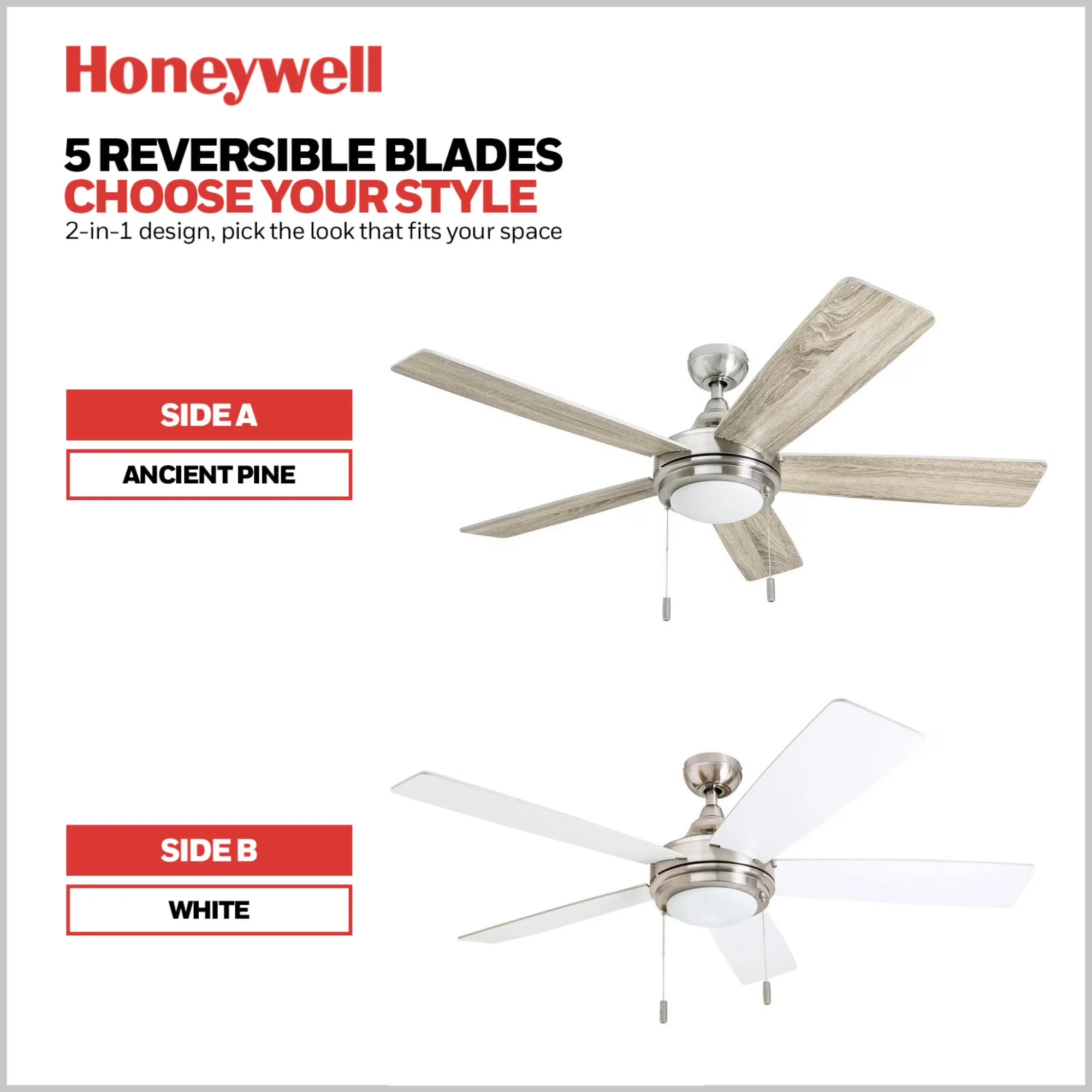 Premium Ceiling Fan with LED, Modern, Contemporary - Brown, Silver, White, Multicolor Glass Model F53BCF